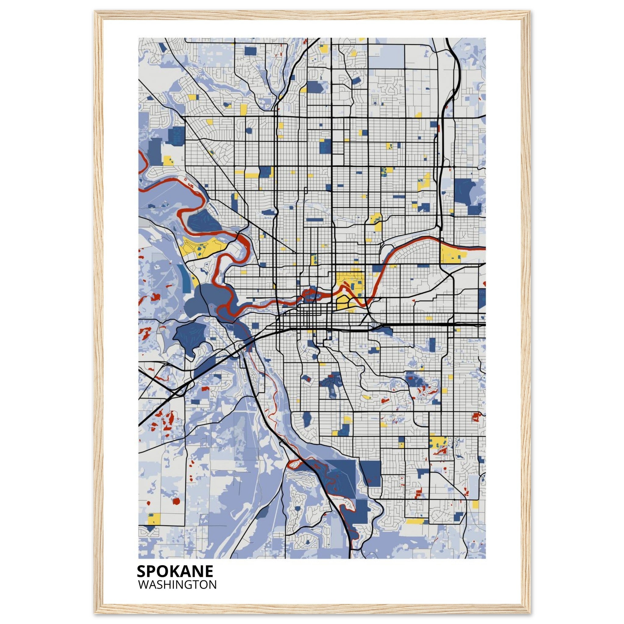 spokane map poster print