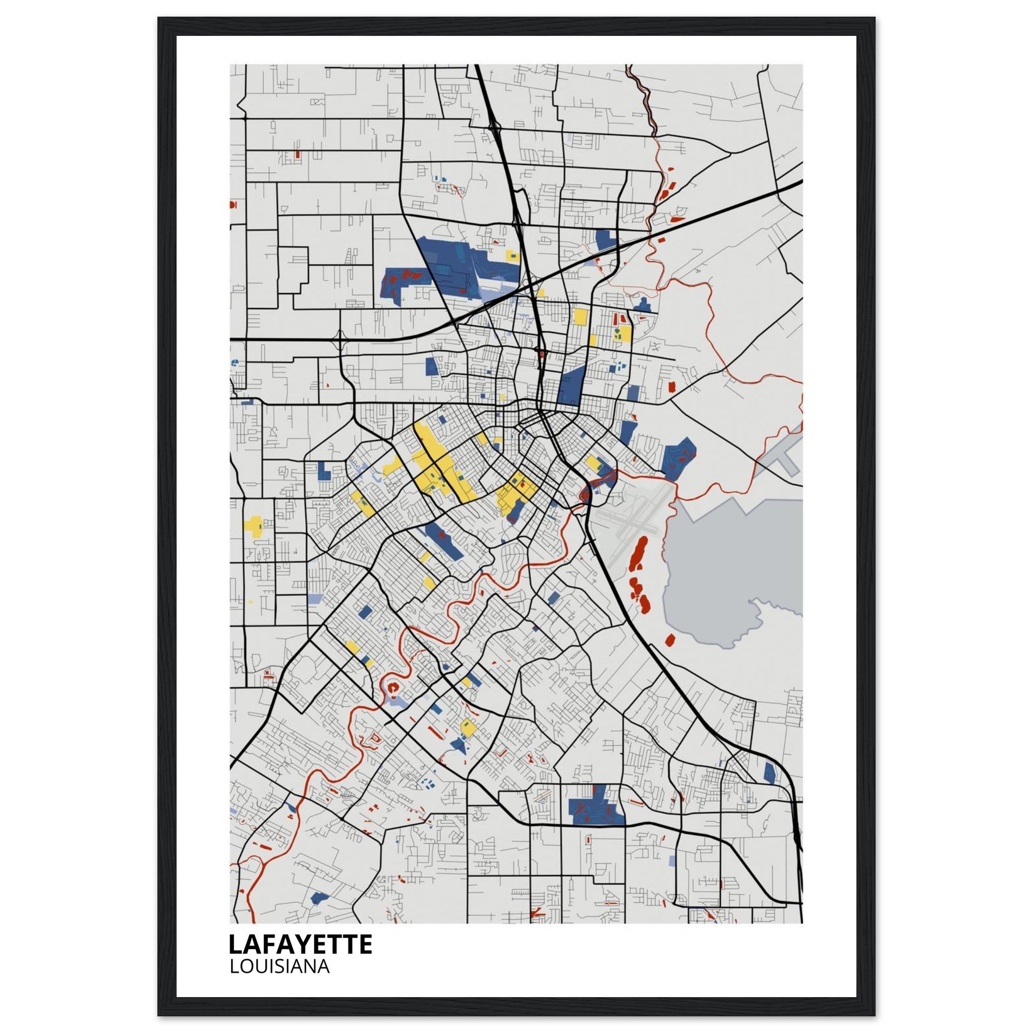 Lafayette Louisiana City Map Poster | Custom Map Art Print - Ink And Atlas