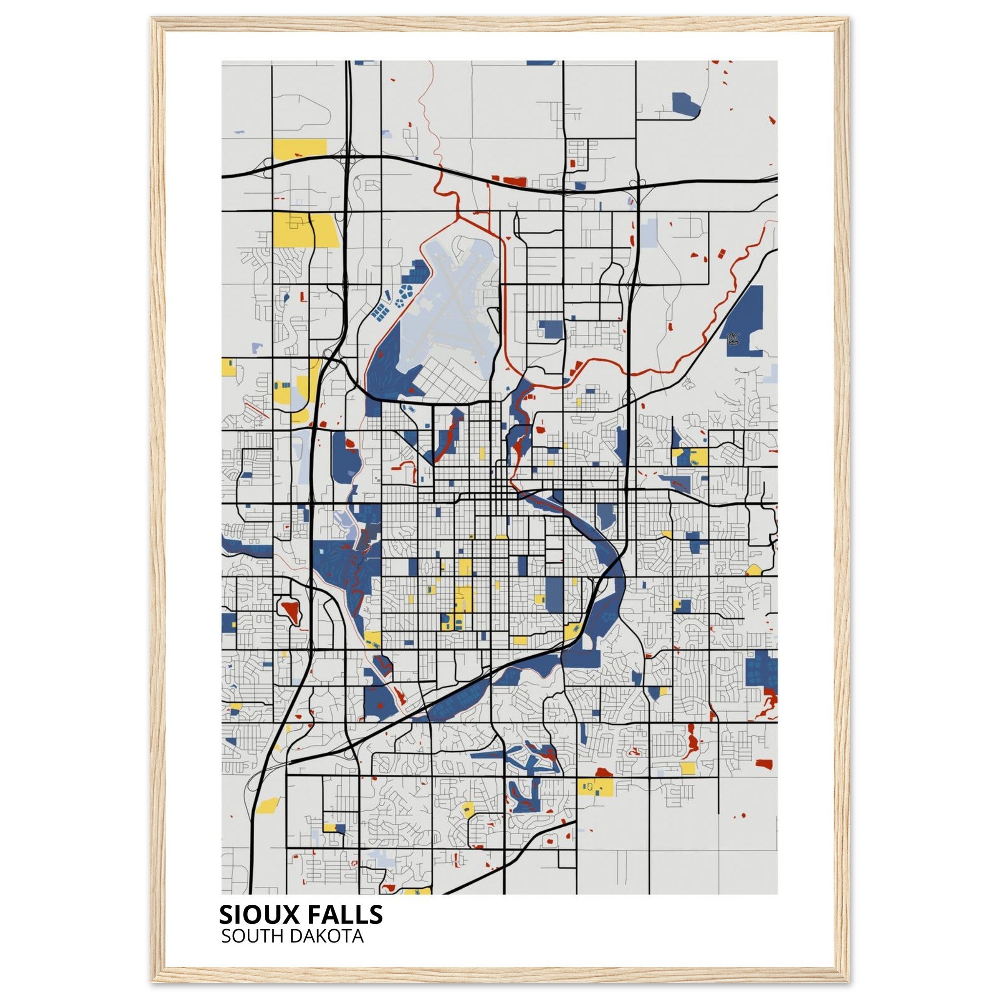 Sioux Falls South Dakota City Map Poster | Custom Map Art Print - Ink And Atlas