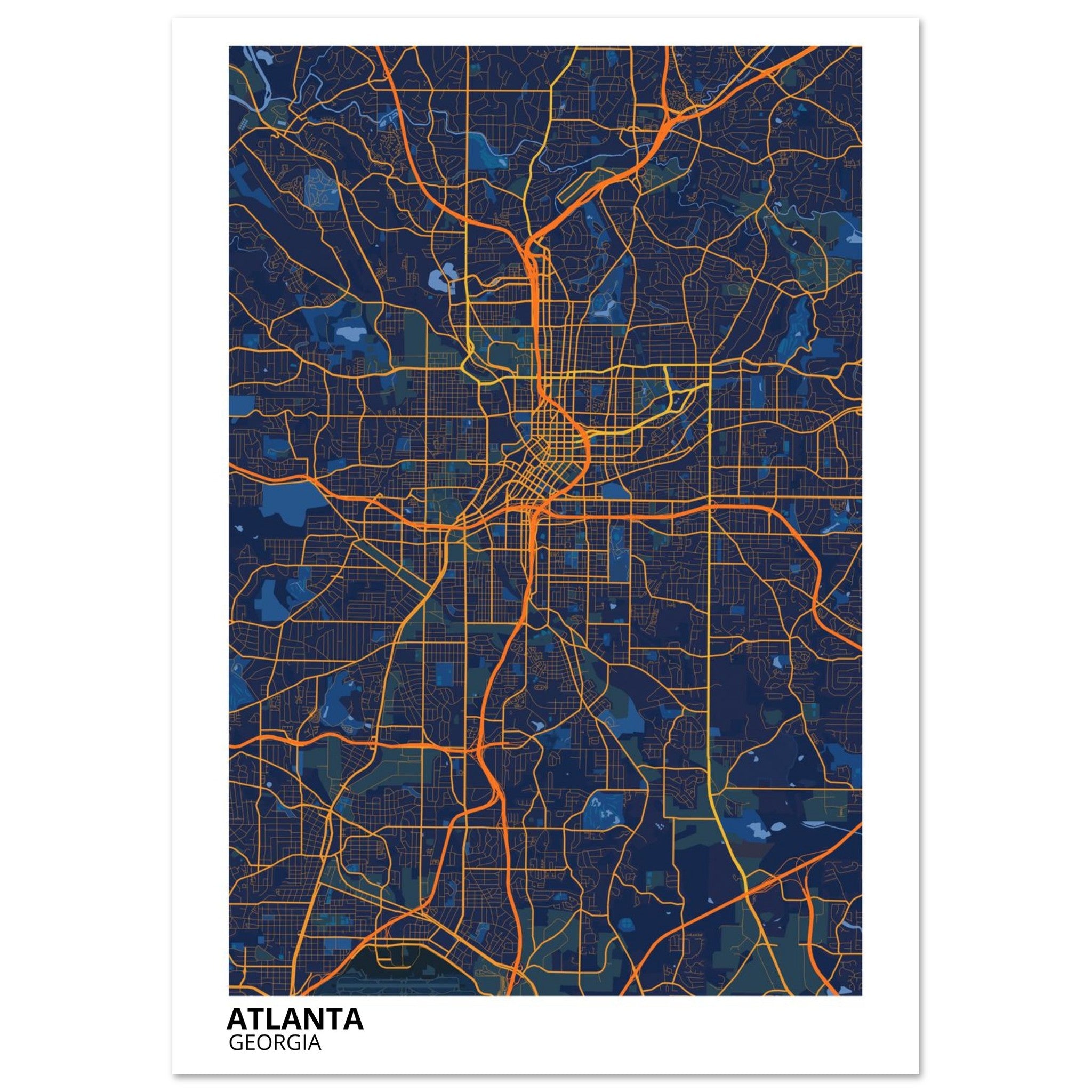 atlanta map poster print