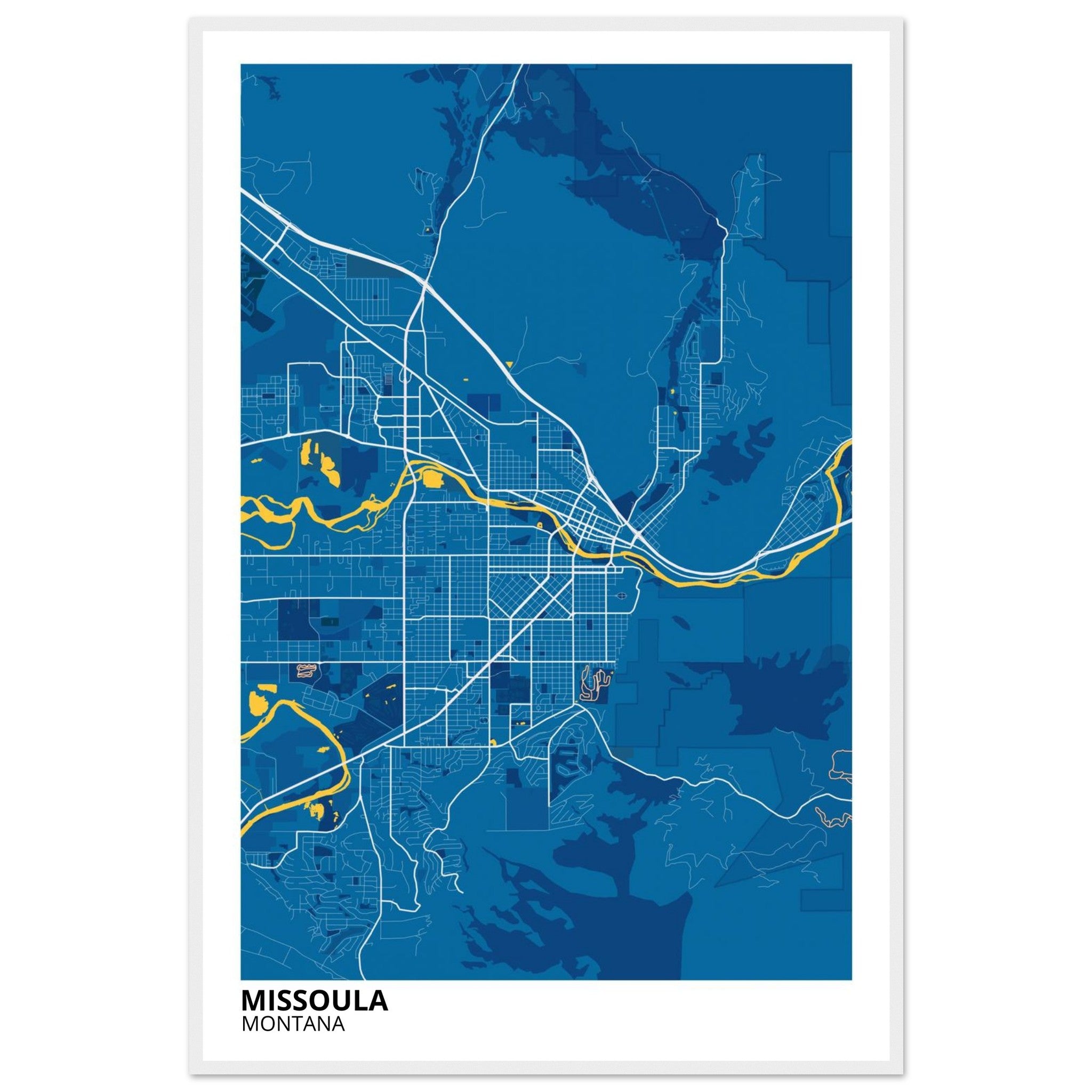 Missoula Montana City Map Poster | Custom Map Art Print - Ink And Atlas