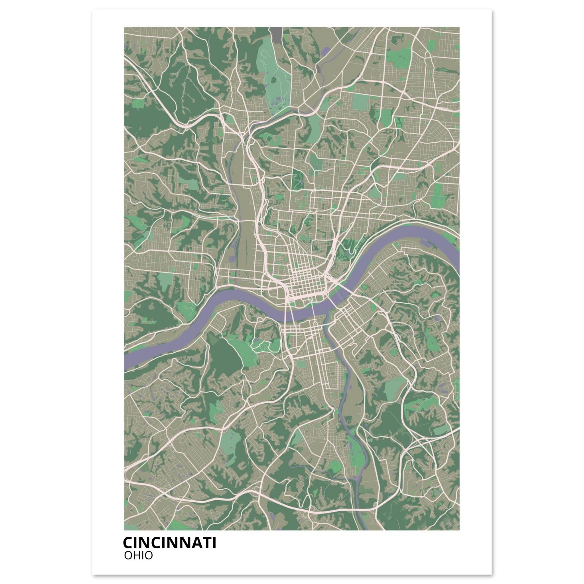 cincinnati map poster print