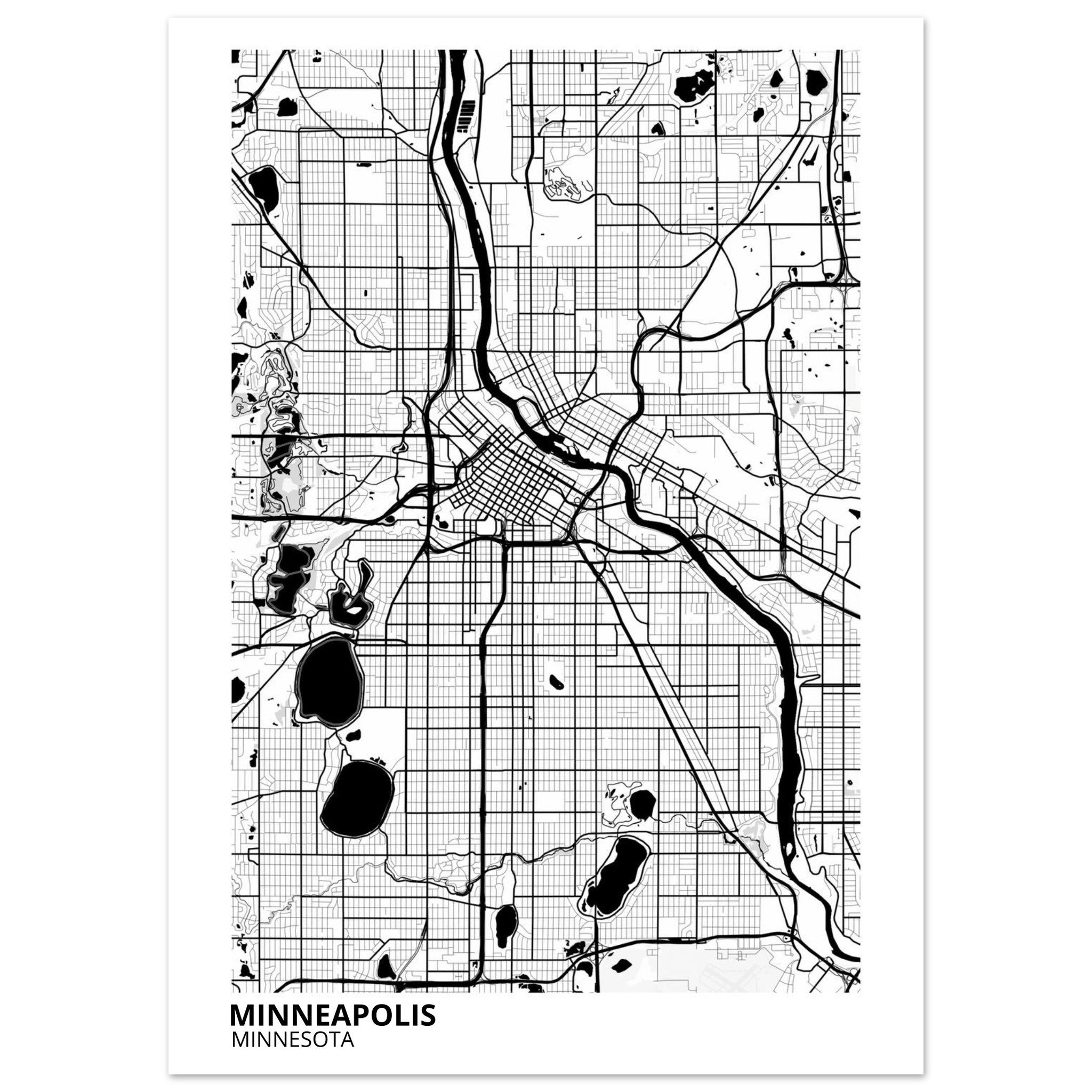 minneapolis map poster print