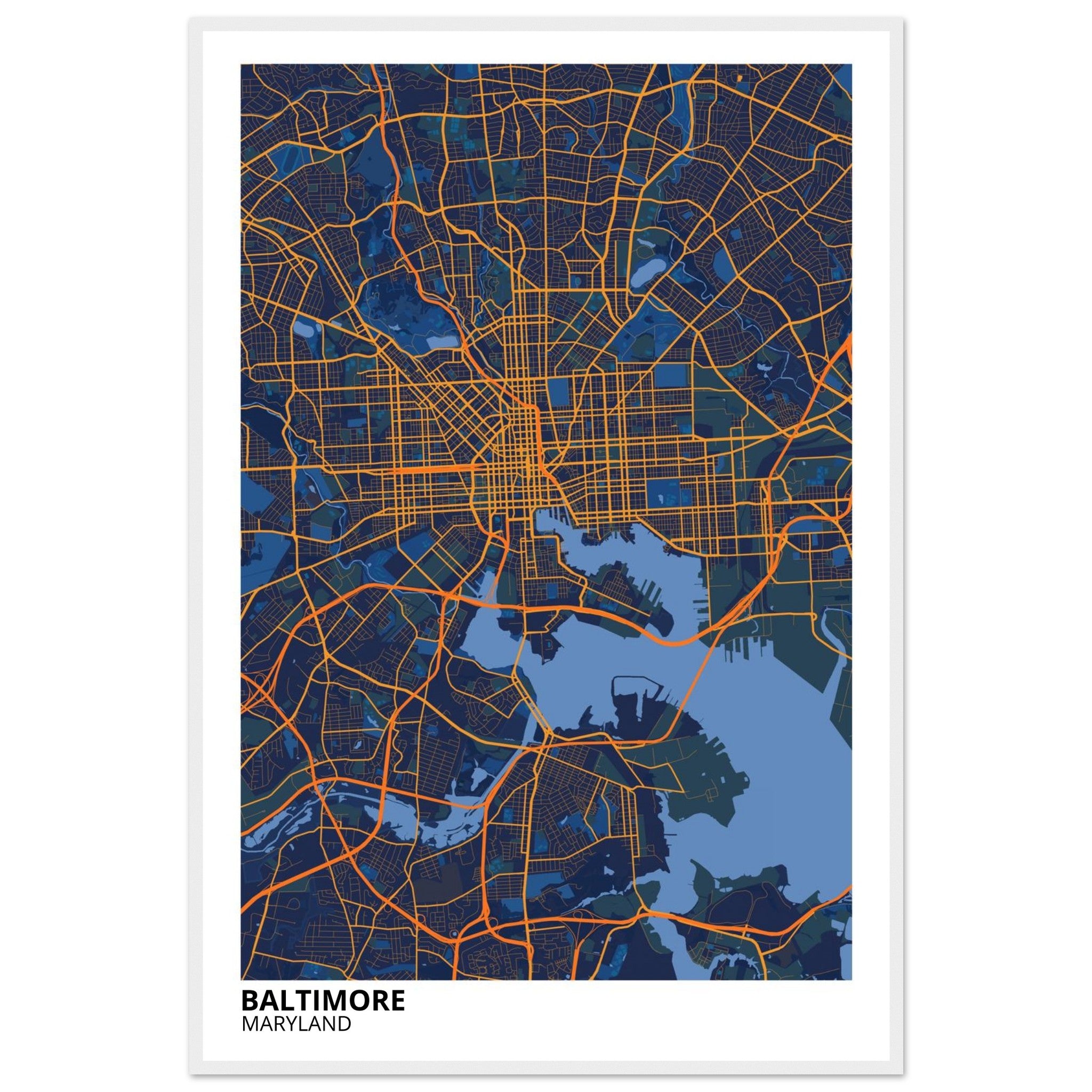 baltimore map poster print
