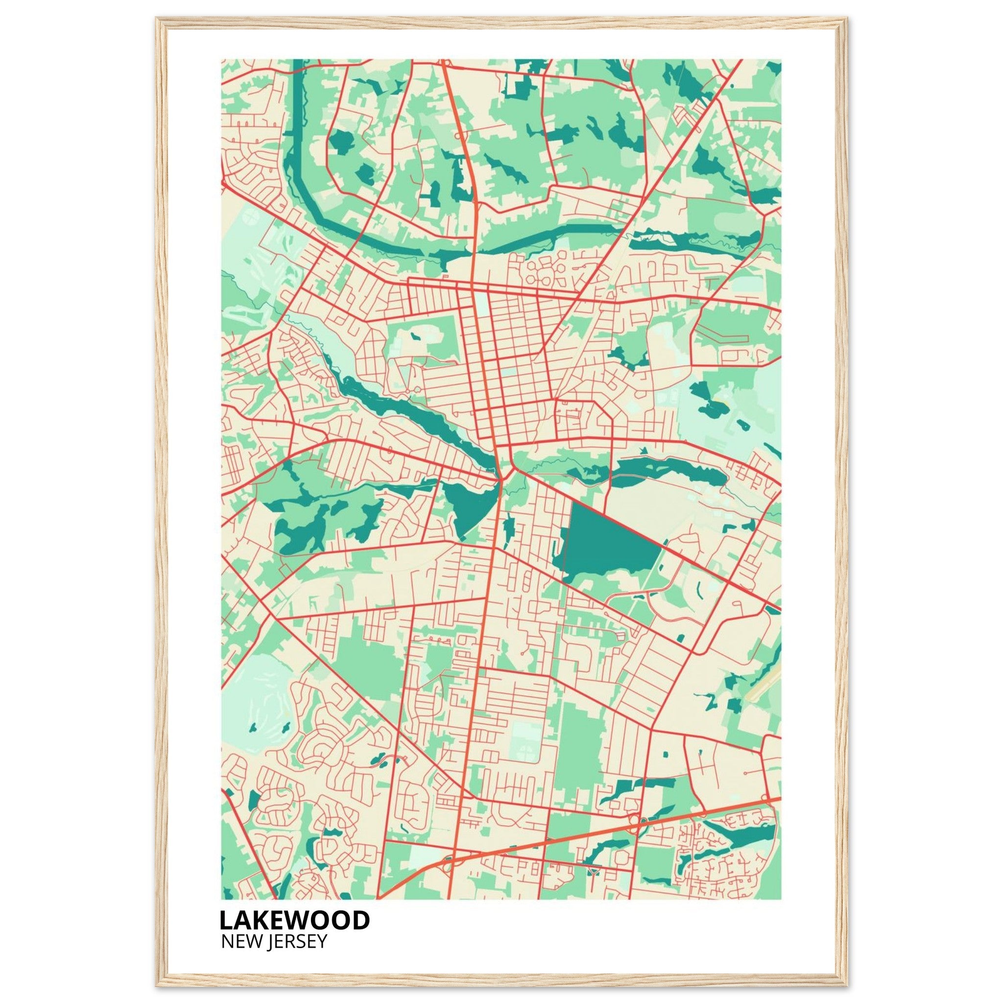 Lakewood New Jersey City Map Poster | Custom Map Art Print - Ink And Atlas