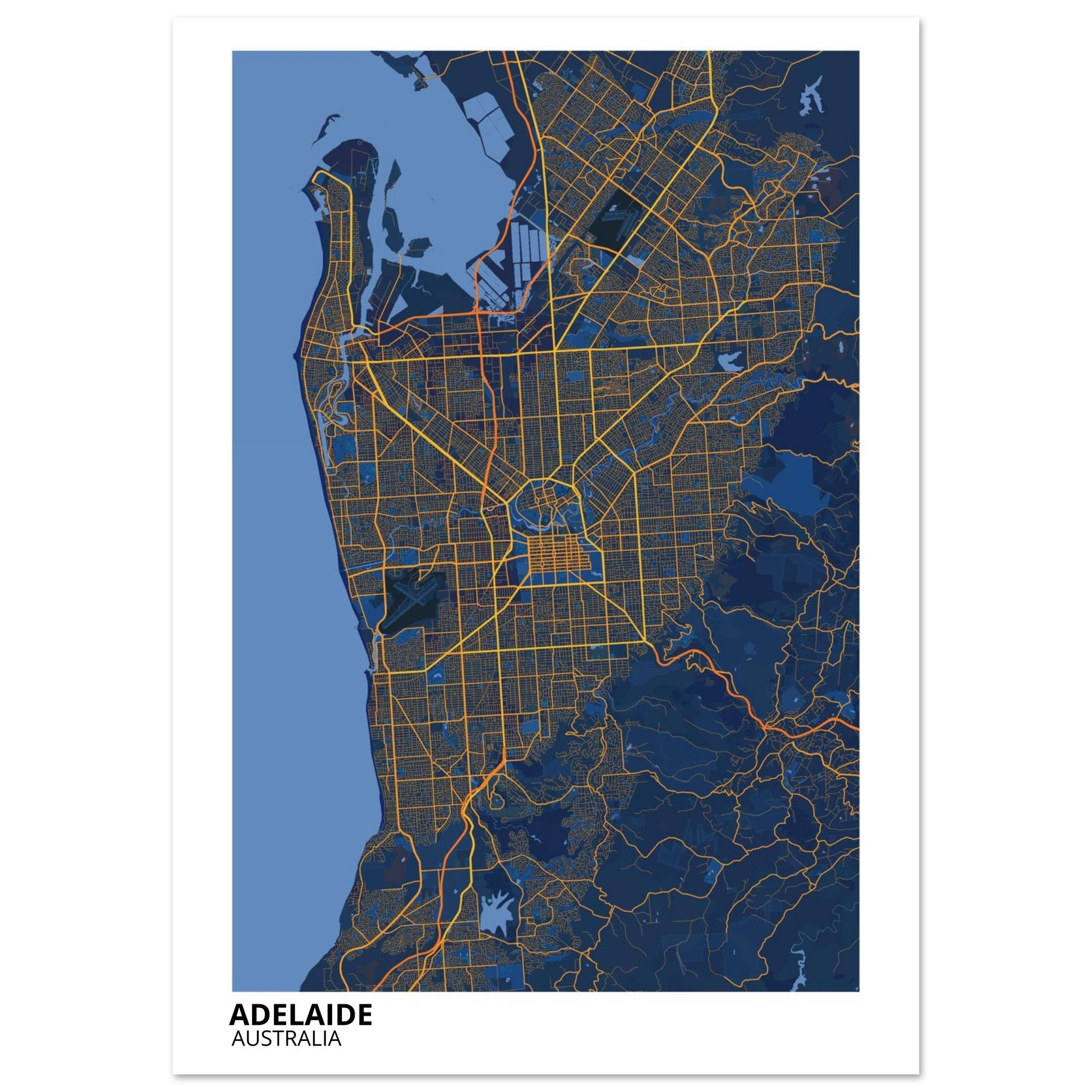 Adelaide Australia City Map Poster | Custom Map Art Print - Ink And Atlas