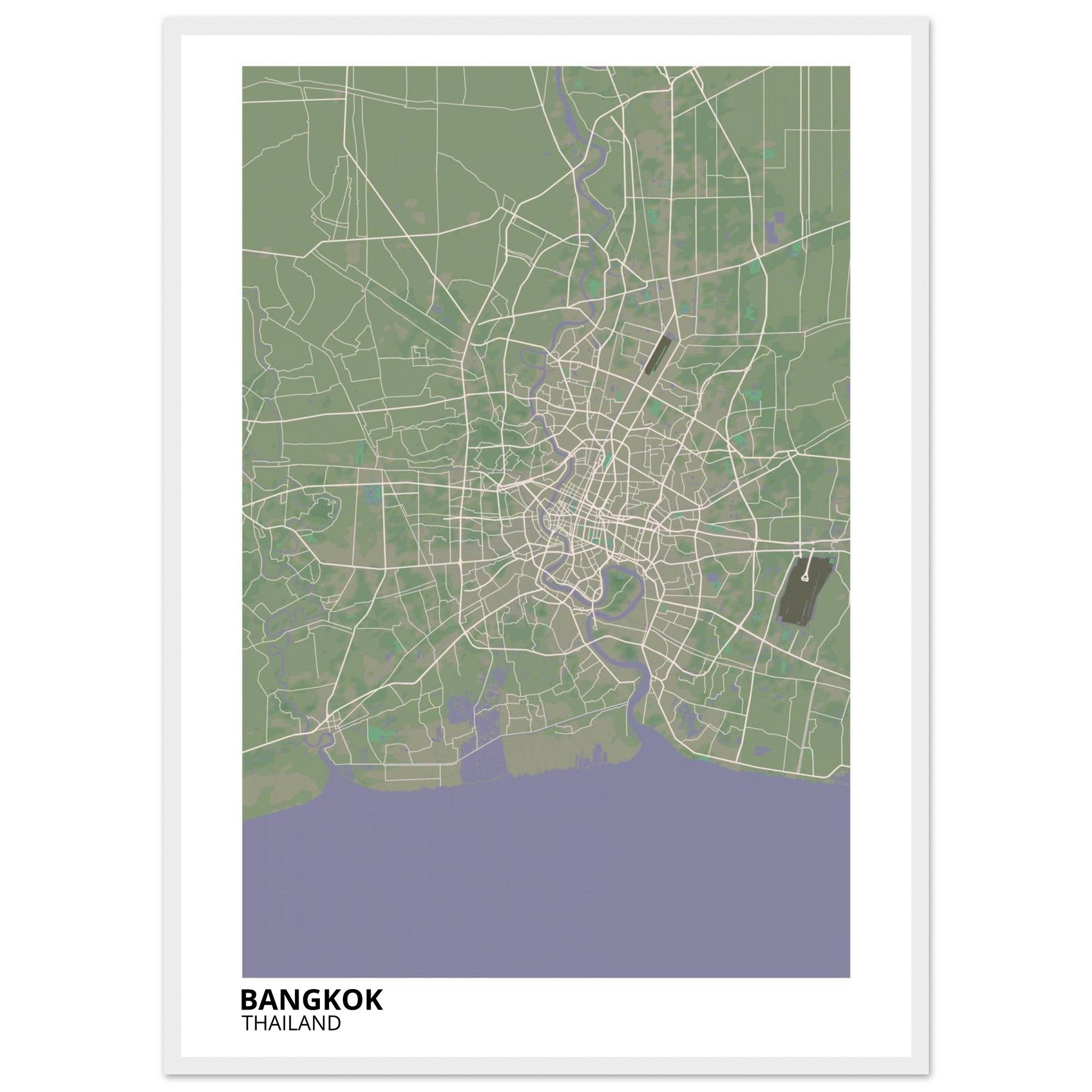 bangkok thailand map poster print