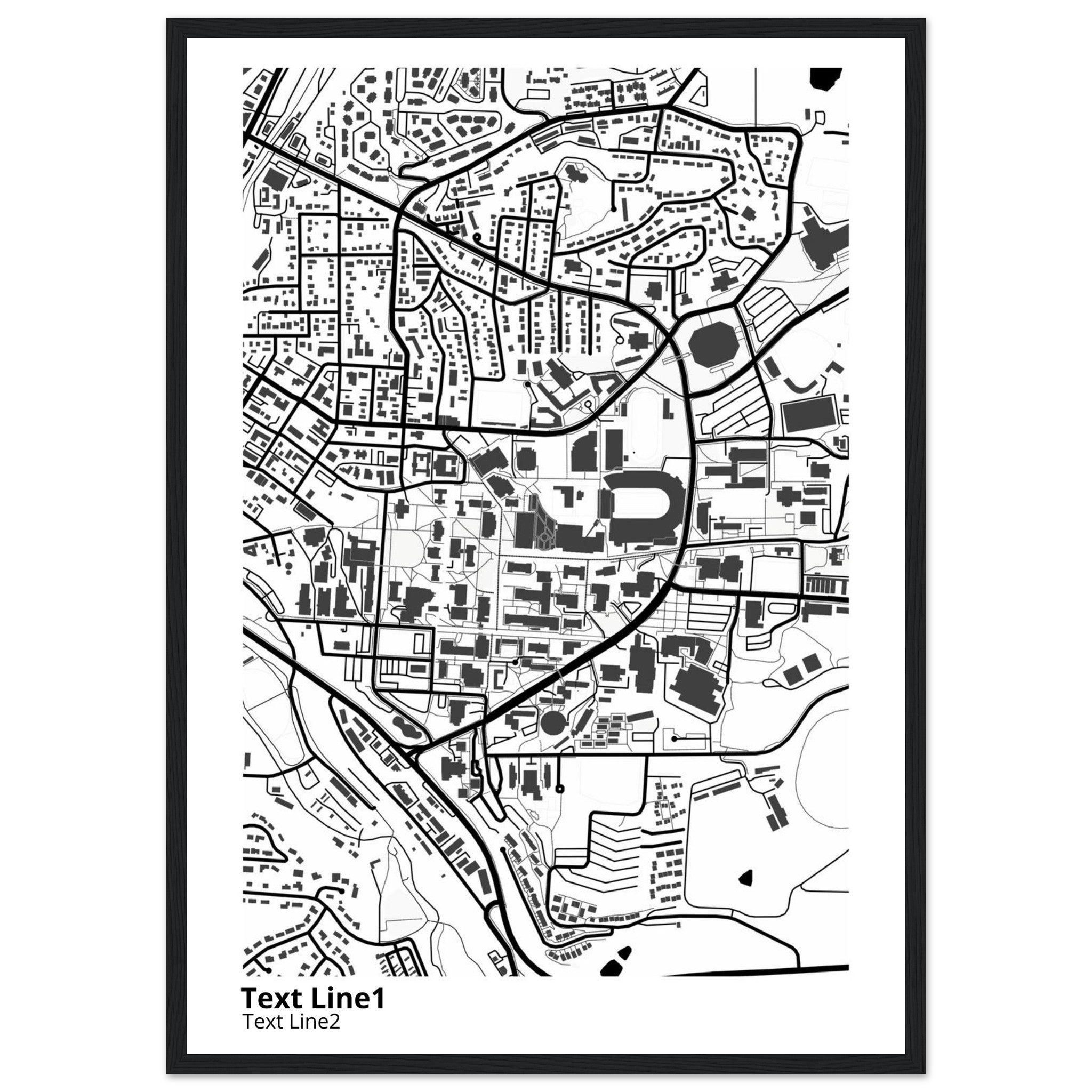 washington state university modern campus map print