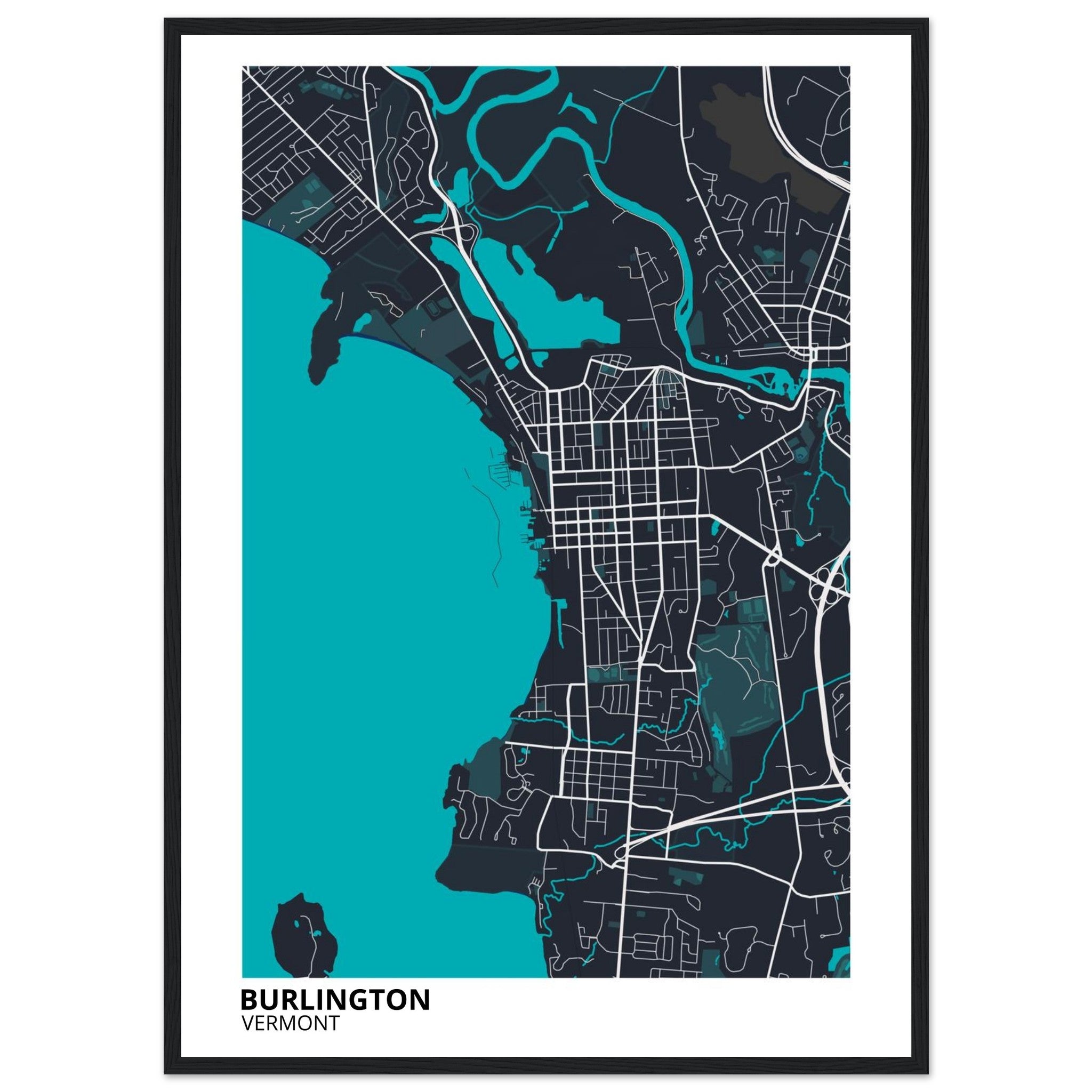 Burlington Vermont City Map Poster | Custom Map Art Print - Ink And Atlas