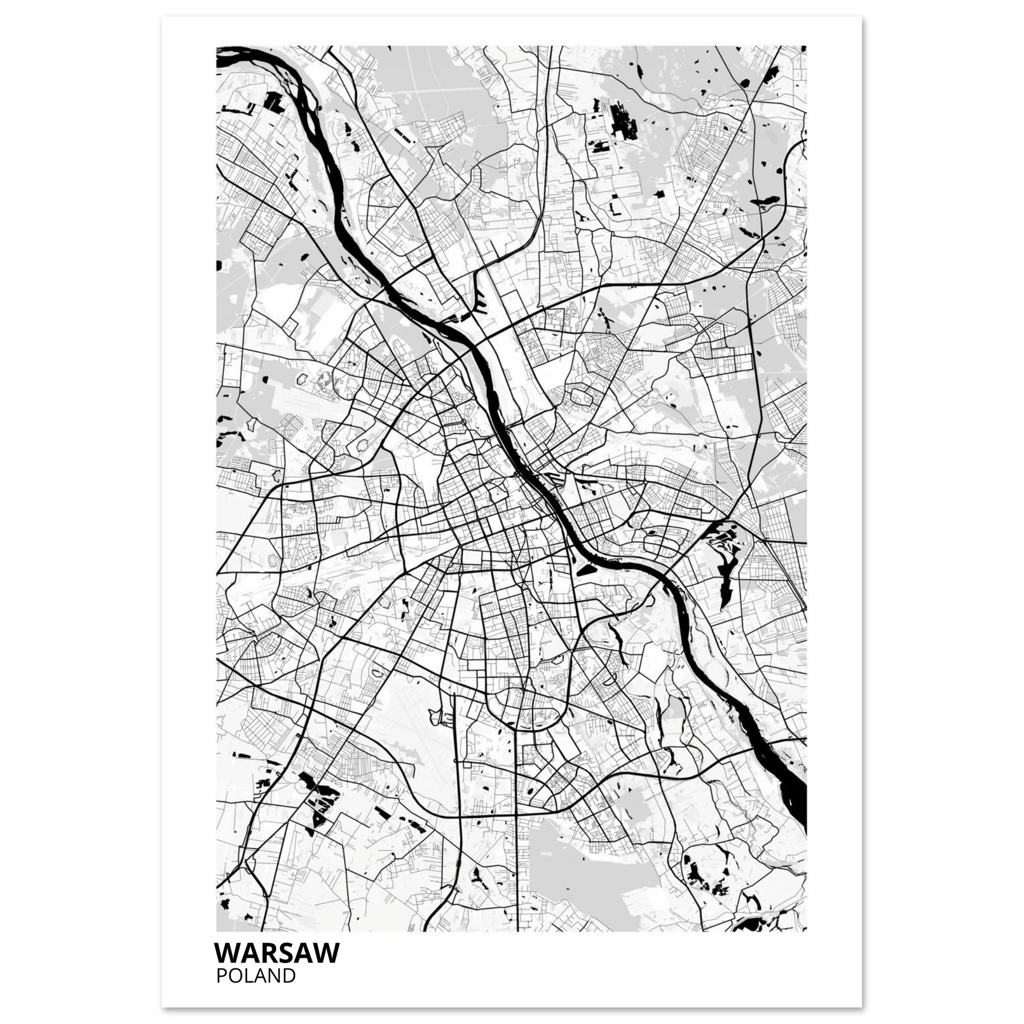 Warsaw Poland City Map Poster | Custom Map Art Print - Ink And Atlas