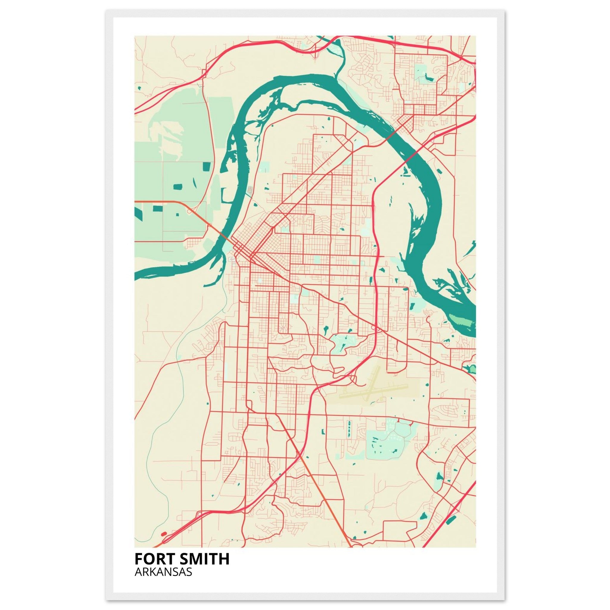 Fort Smith Arkansas City Map Poster | Custom Map Art Print - Ink And Atlas