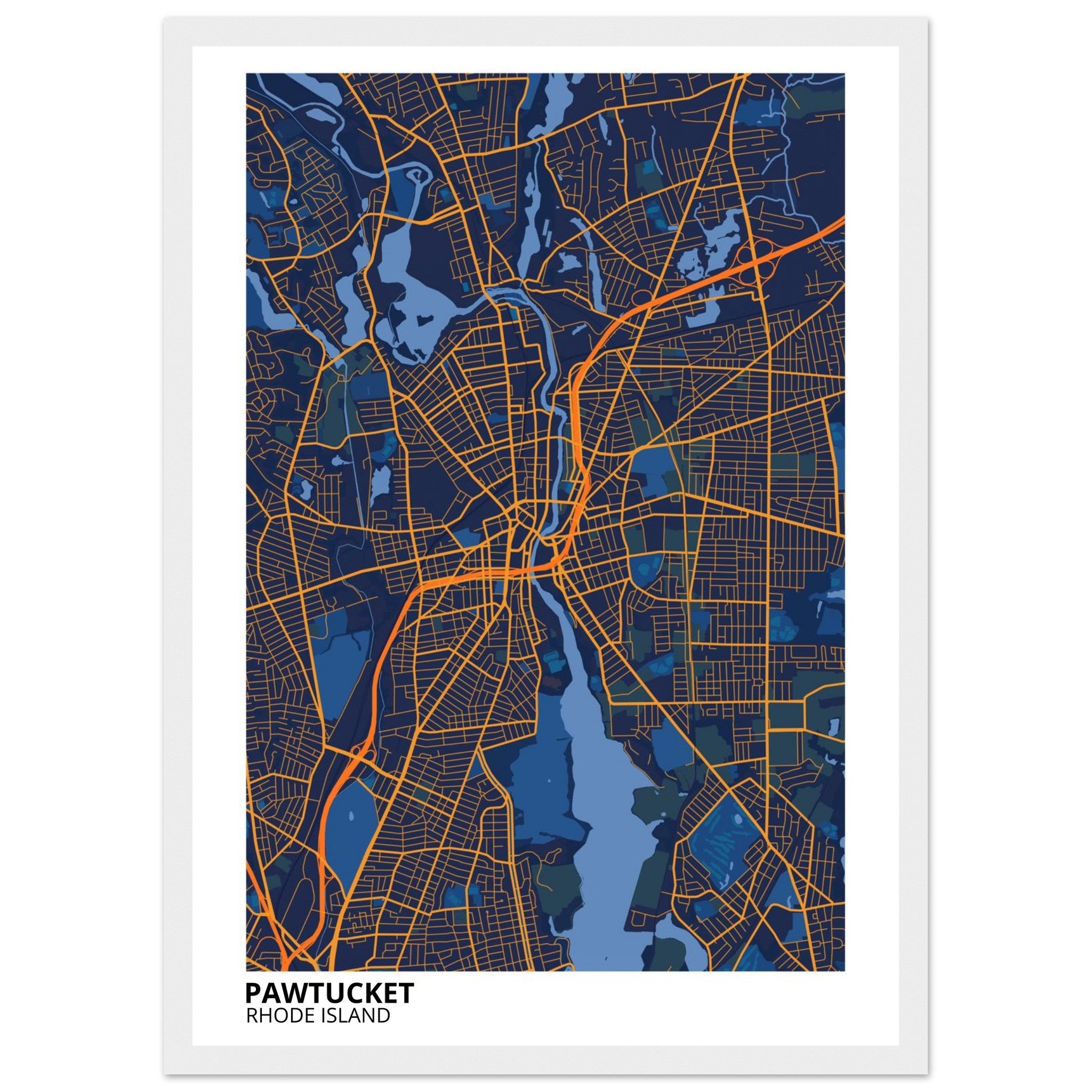 Pawtucket Rhode Island City Map Poster | Custom Map Art Print - Ink And Atlas