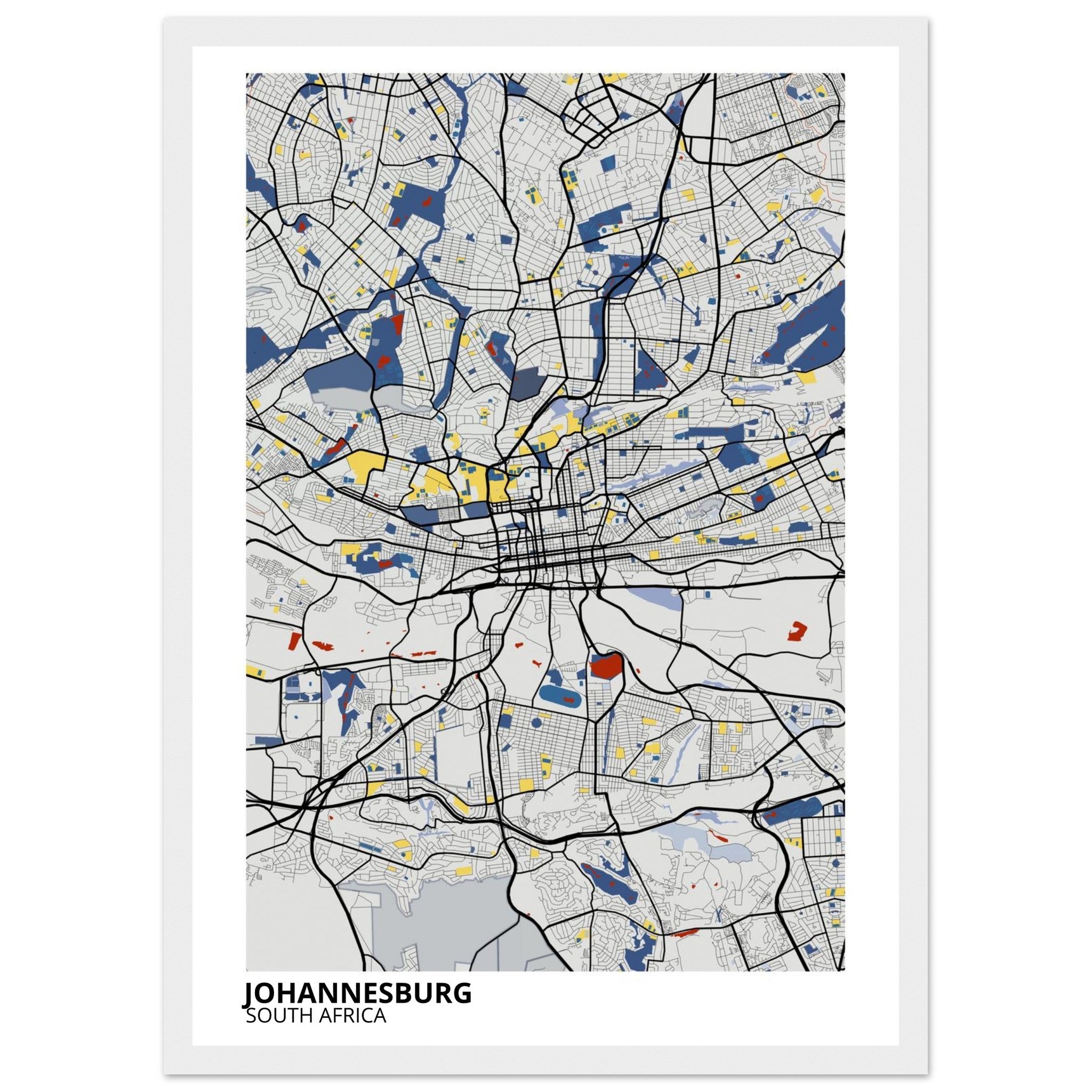 Johannesburg South Africa City Map Poster | Custom Map Art Print - Ink And Atlas