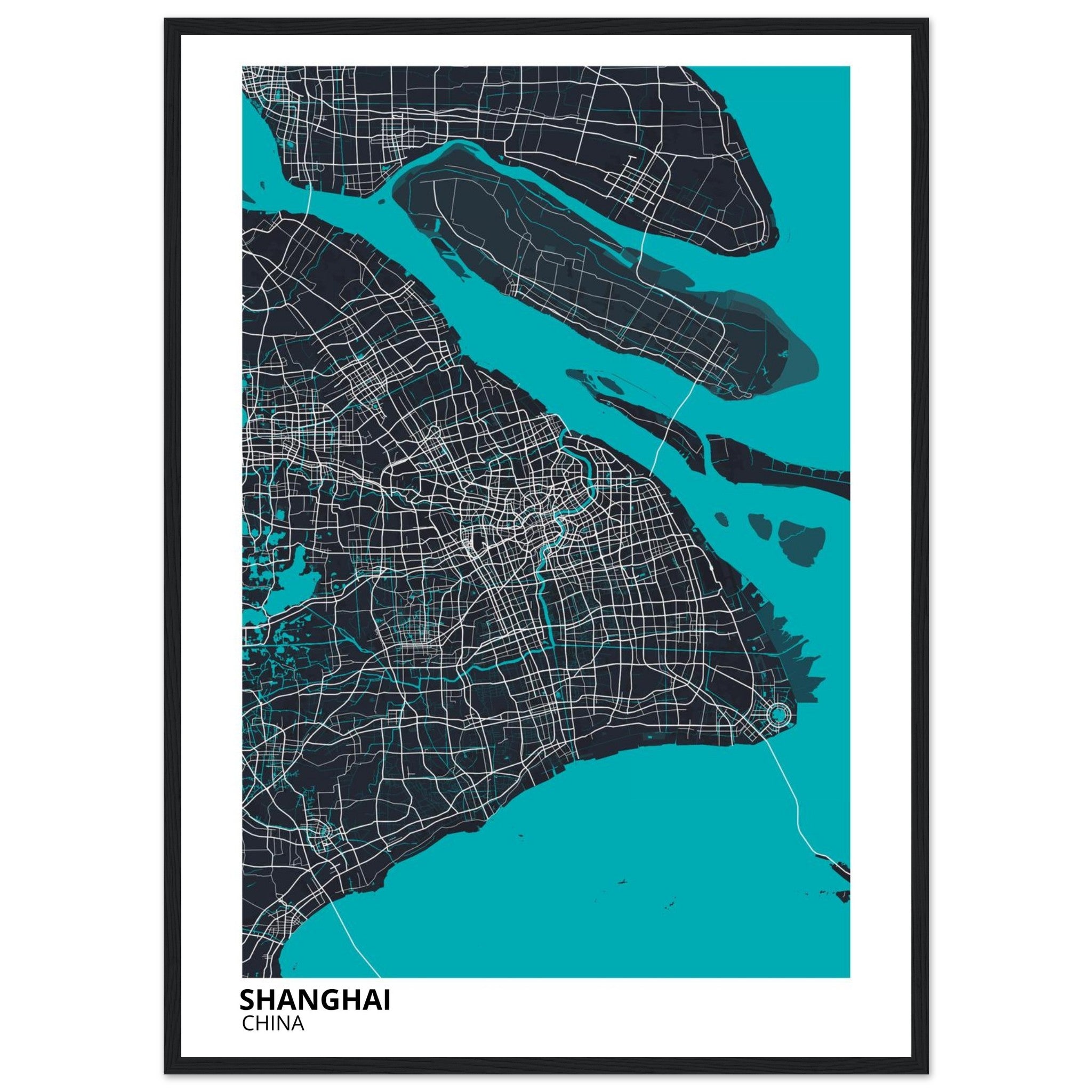 shanghai china map poster print