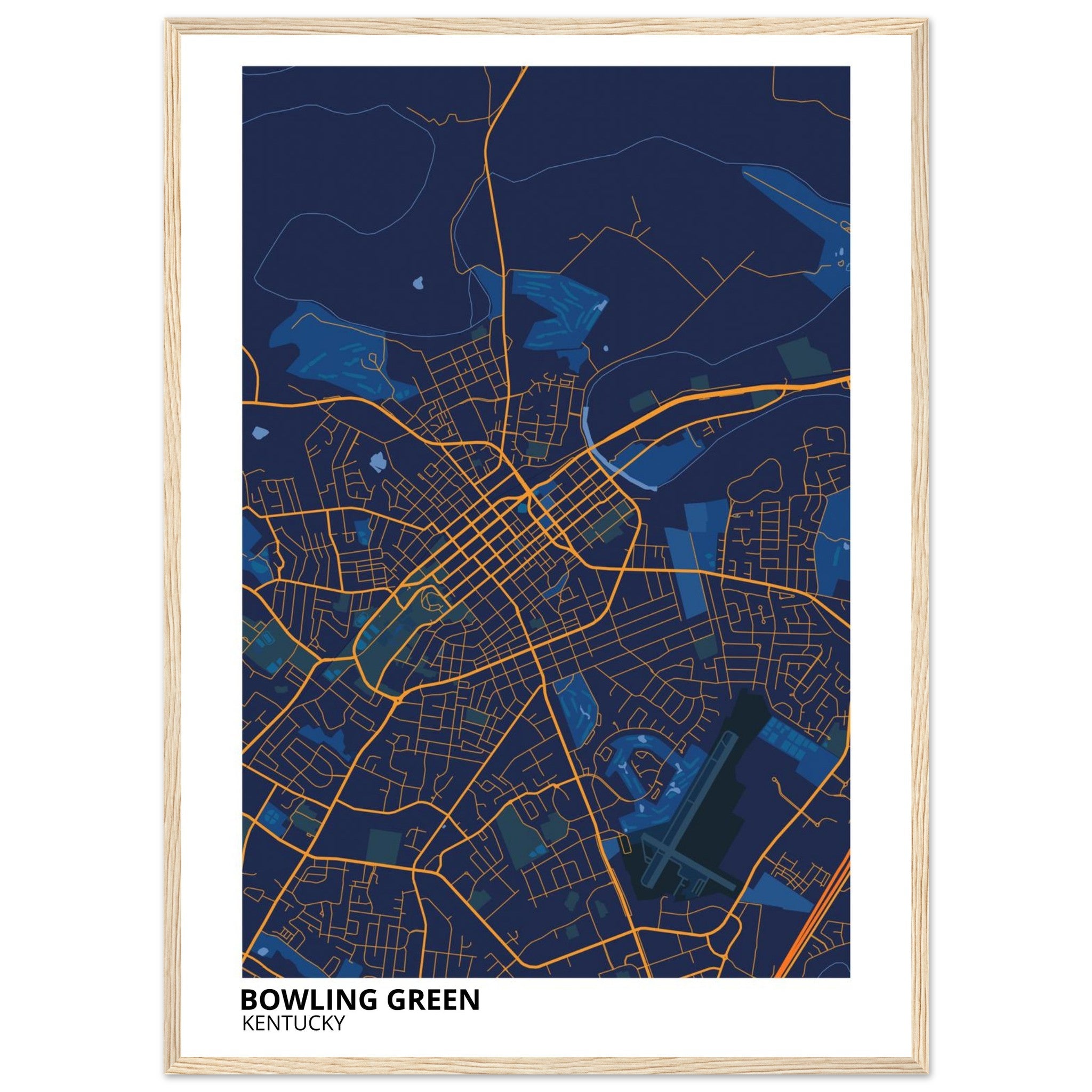 bowling green kentucky map poster print
