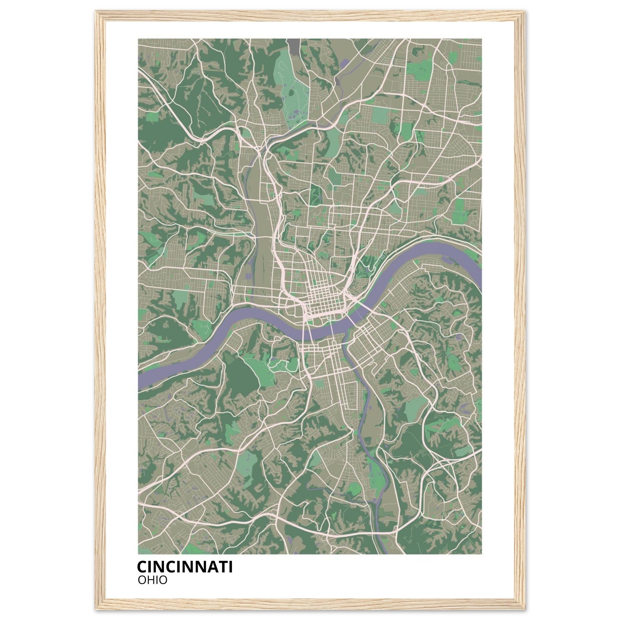 cincinnati map poster print