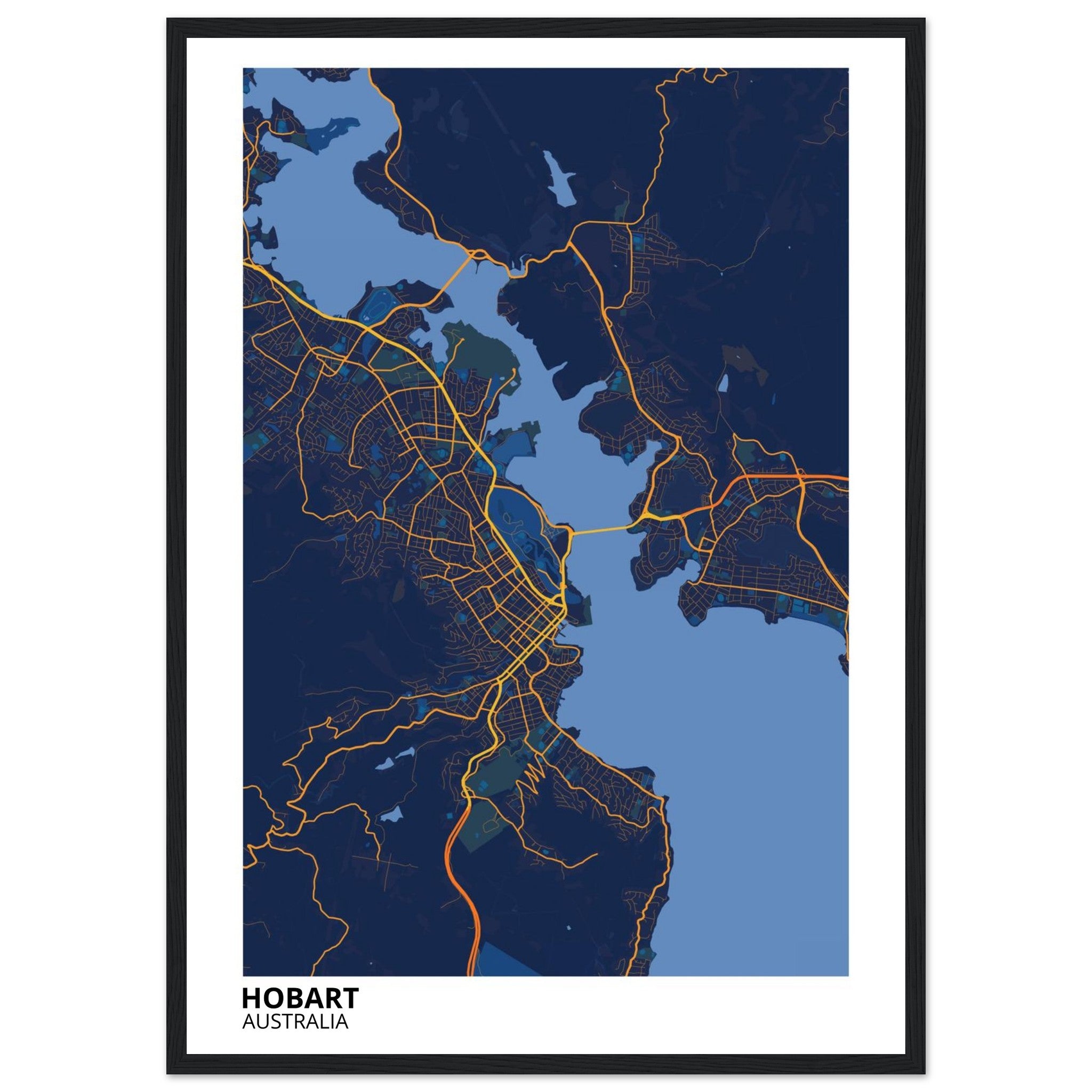 Hobart Australia City Map Poster | Custom Map Art Print - Ink And Atlas