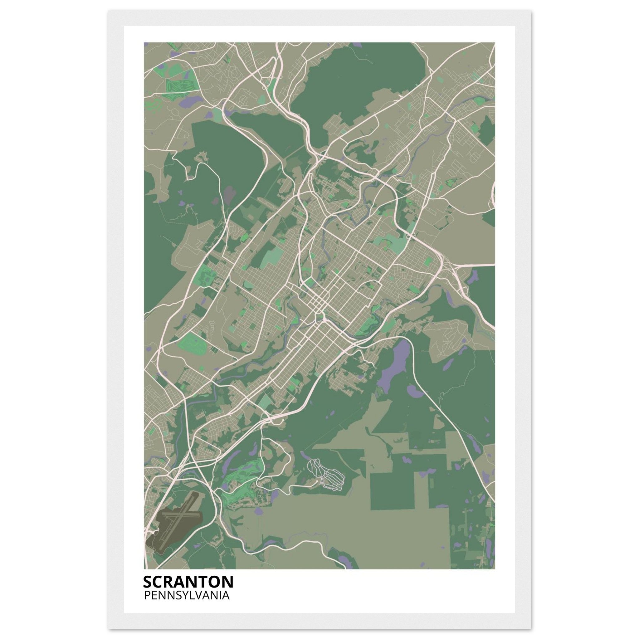 Scranton Pennsylvania City Map Poster | Custom Map Art Print - Ink And Atlas