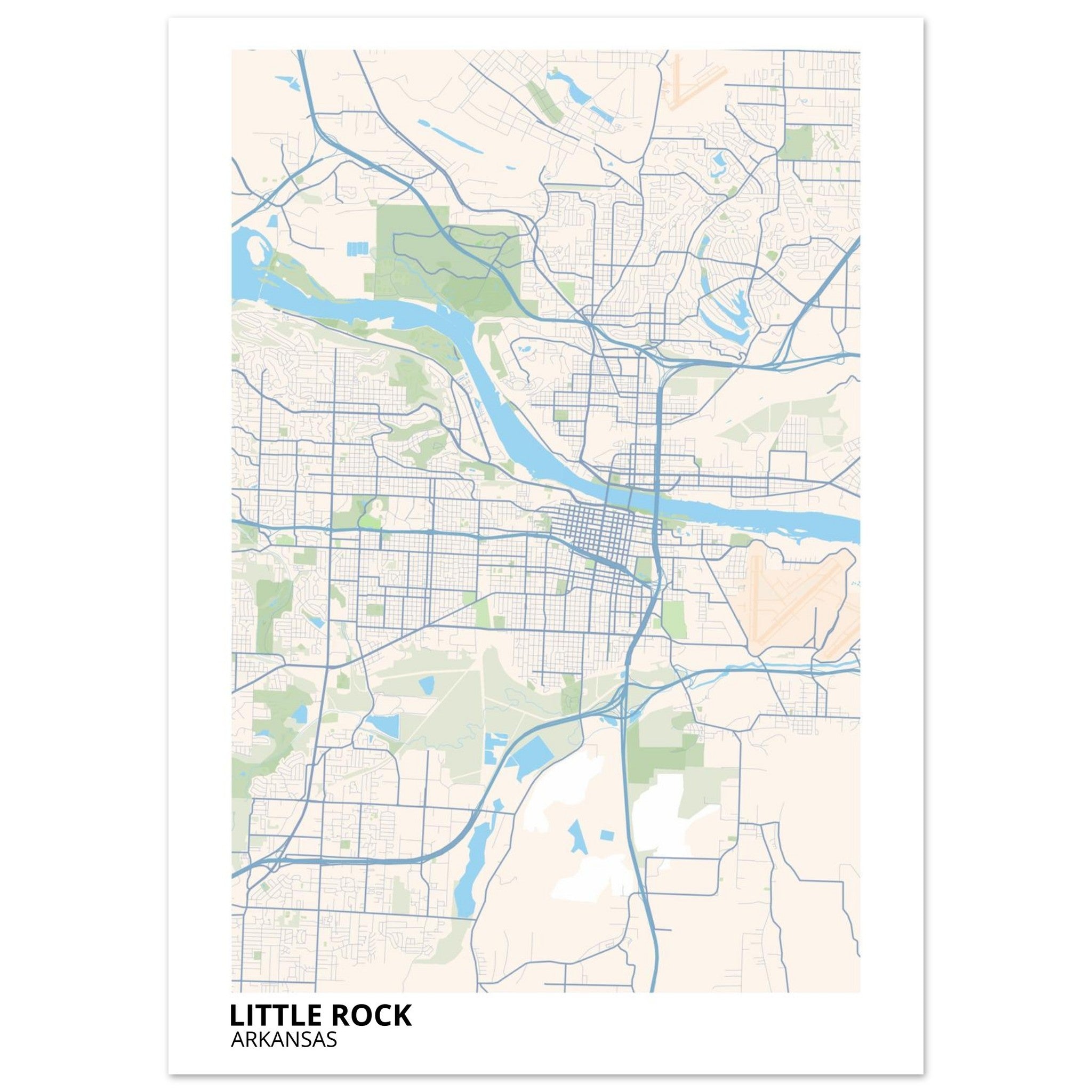 little rock map poster print