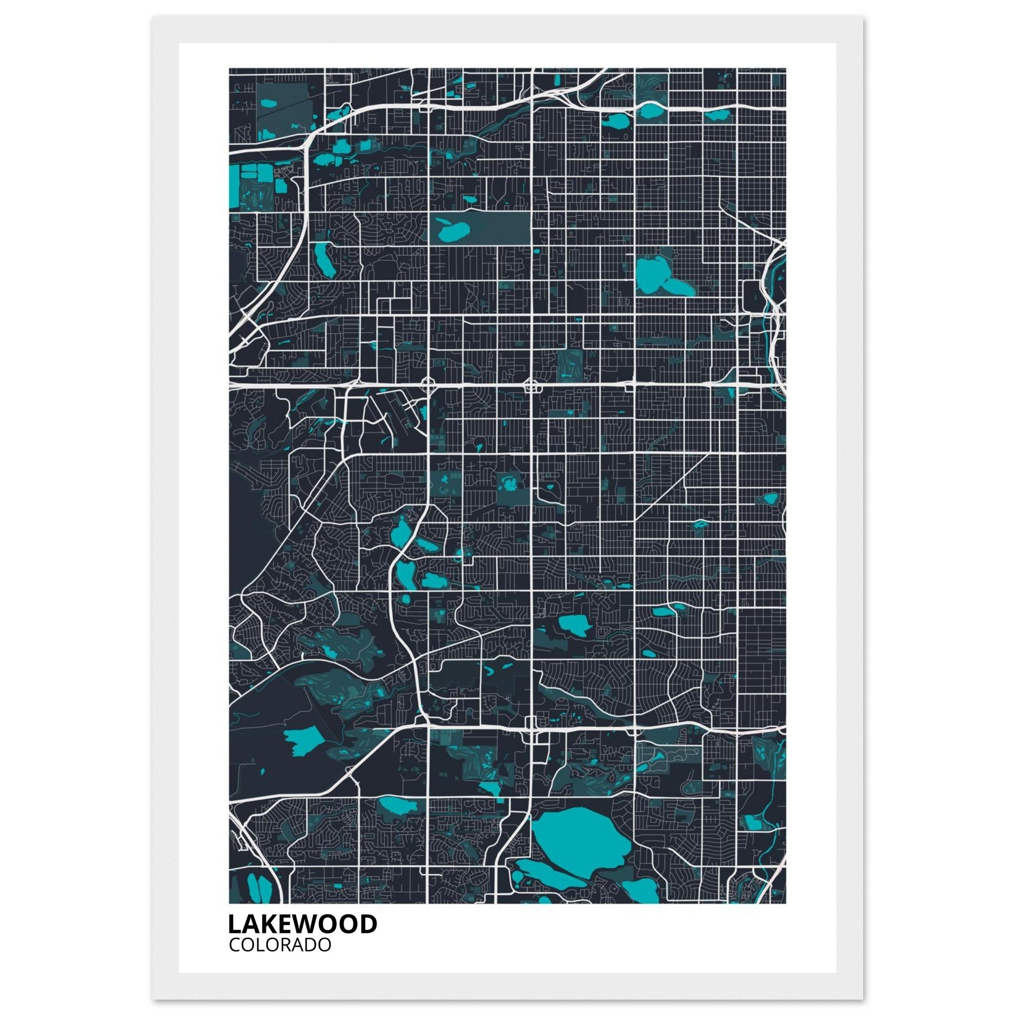 Lakewood Colorado City Map Poster | Custom Map Art Print - Ink And Atlas