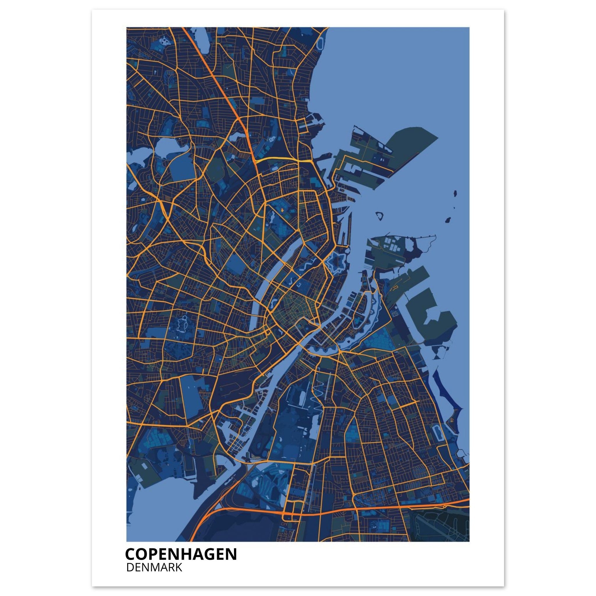 Copenhagen Denmark City Map Poster | Custom Map Art Print - Ink And Atlas