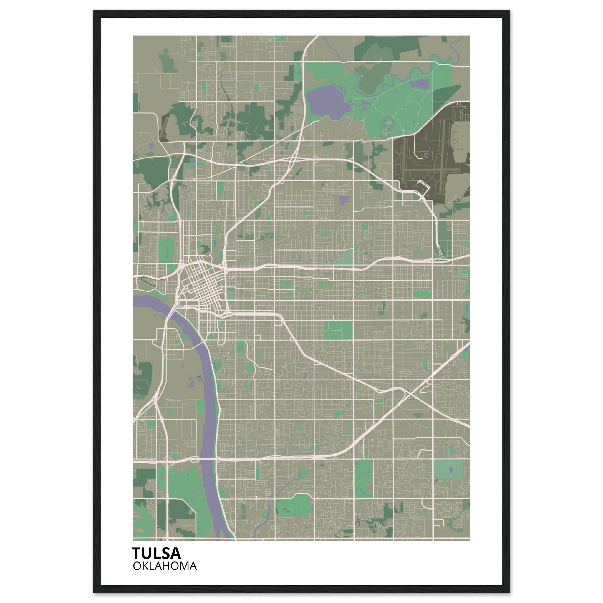 tulsa map poster print