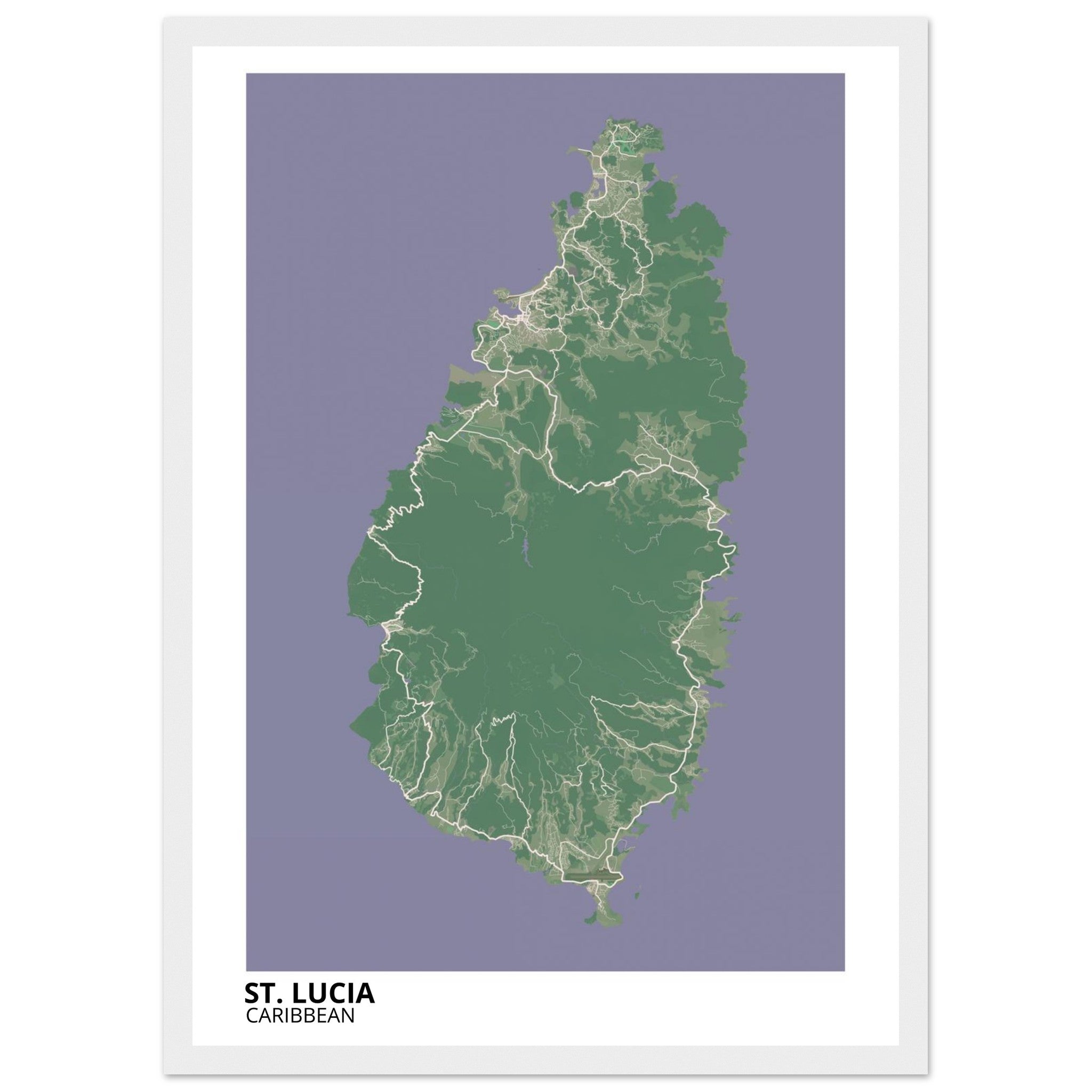 St. Lucia Caribbean City Map Poster | Custom Map Art Print - Ink And Atlas