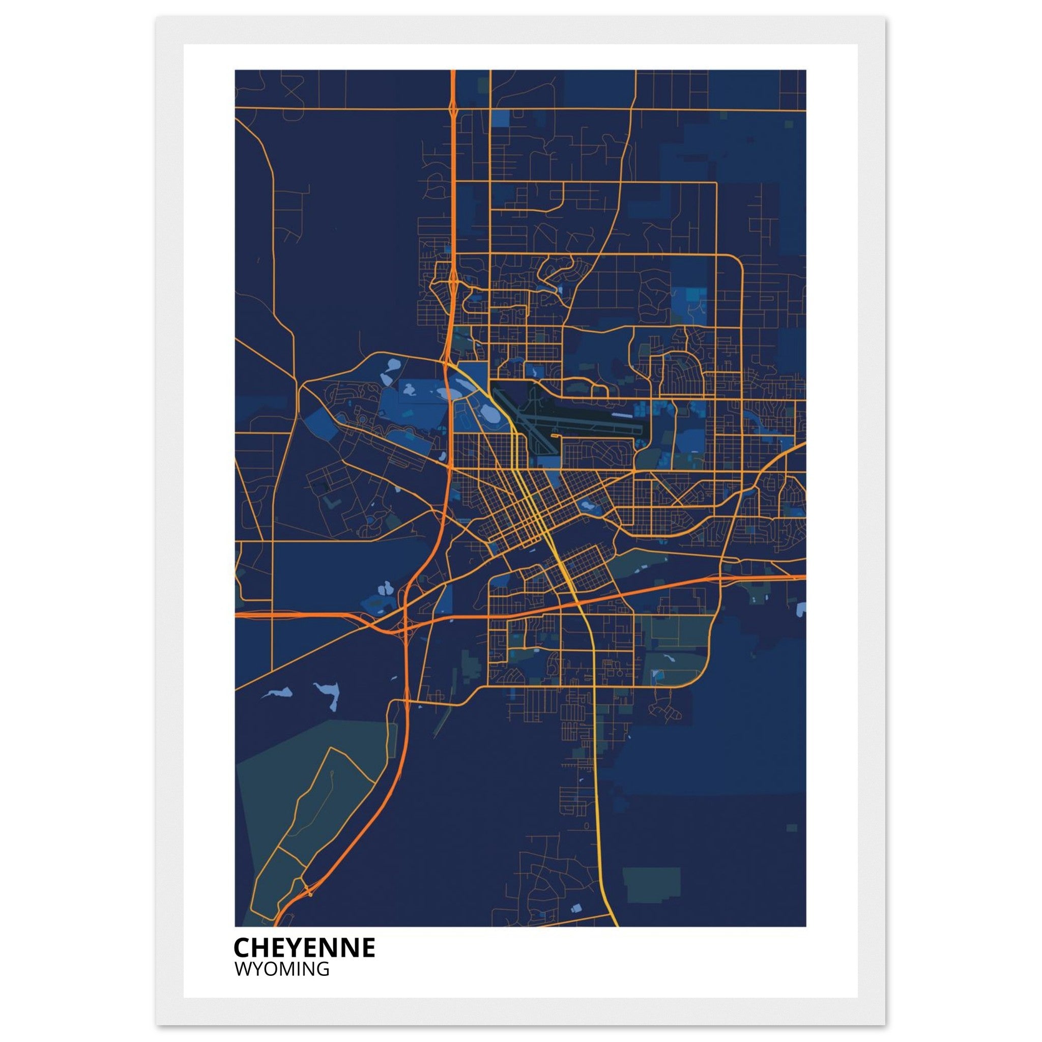cheyenne map poster print