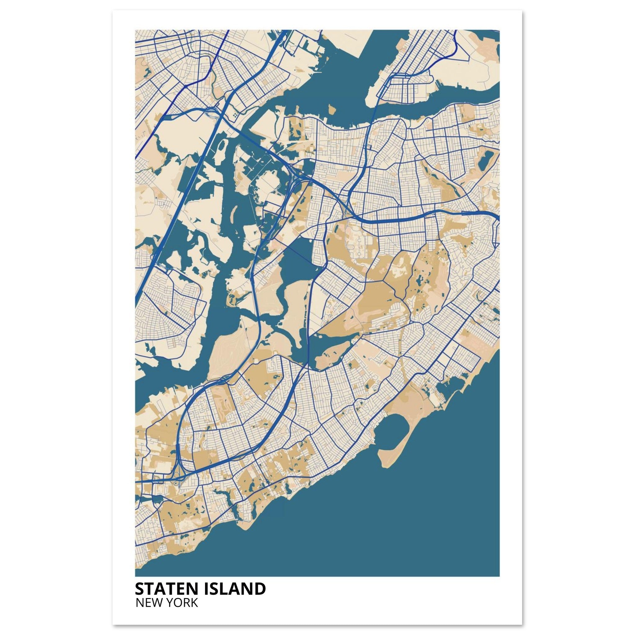 staten island map poster print