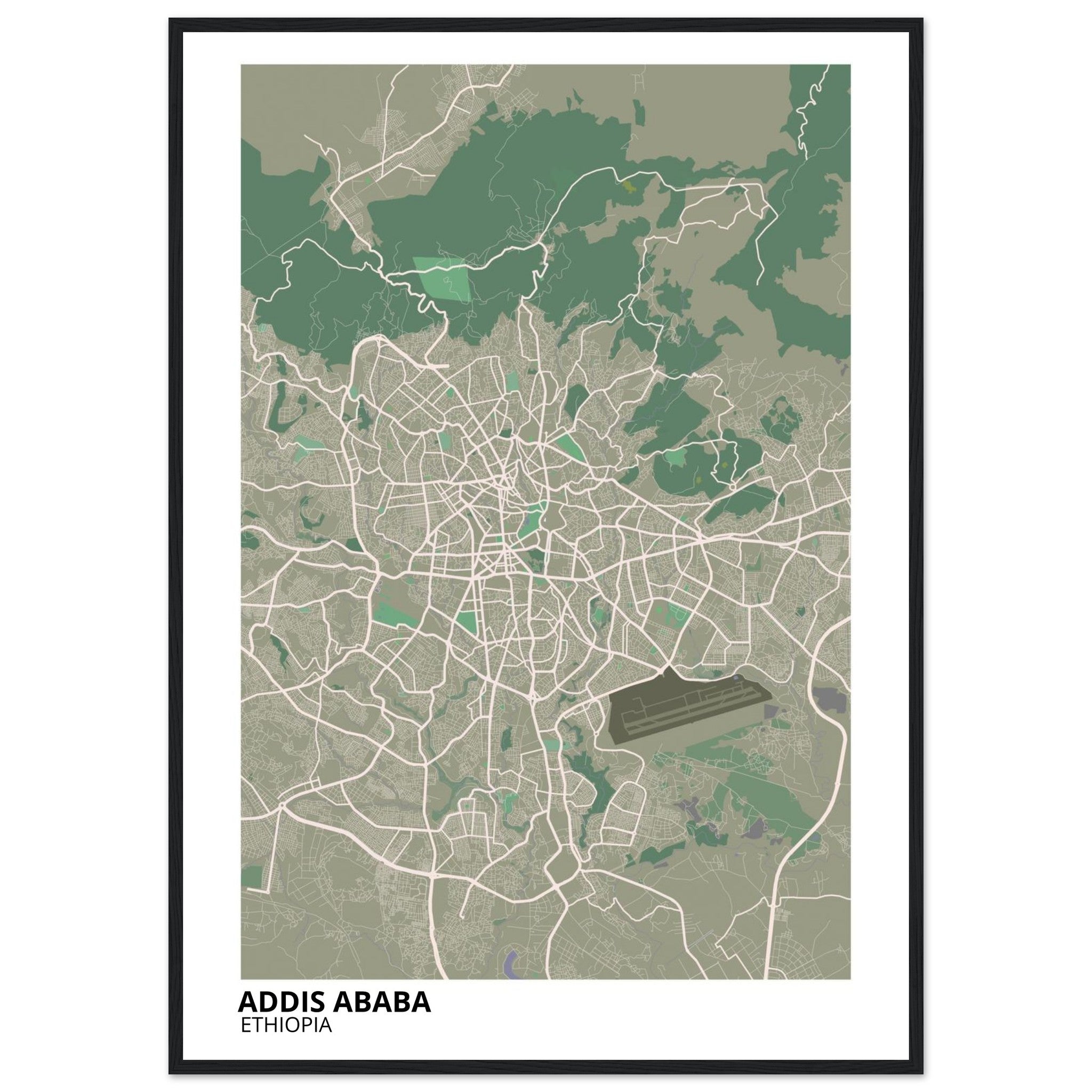 Addis Ababa Ethiopia City Map Poster | Custom Map Art Print - Ink And Atlas