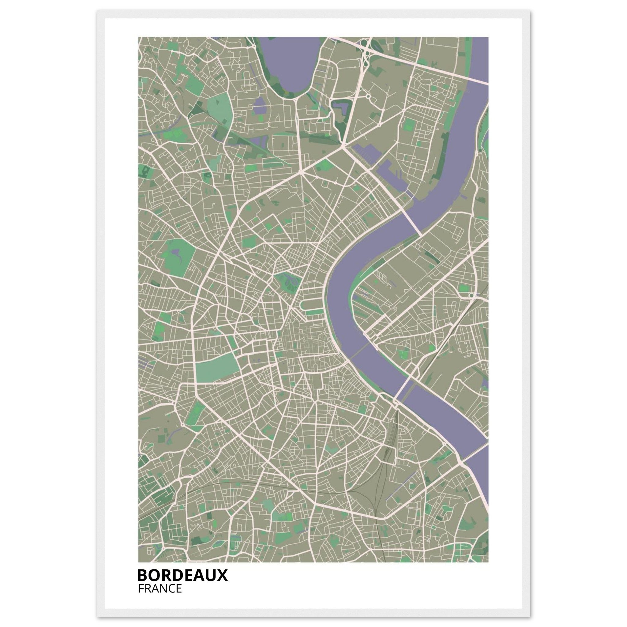 Bordeaux France City Map Poster | Custom Map Art Print - Ink And Atlas