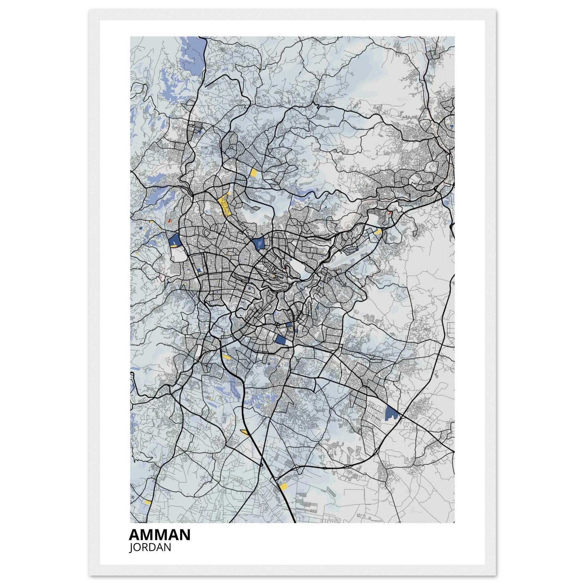 Amman Jordan City Map Poster | Custom Map Art Print - Ink And Atlas