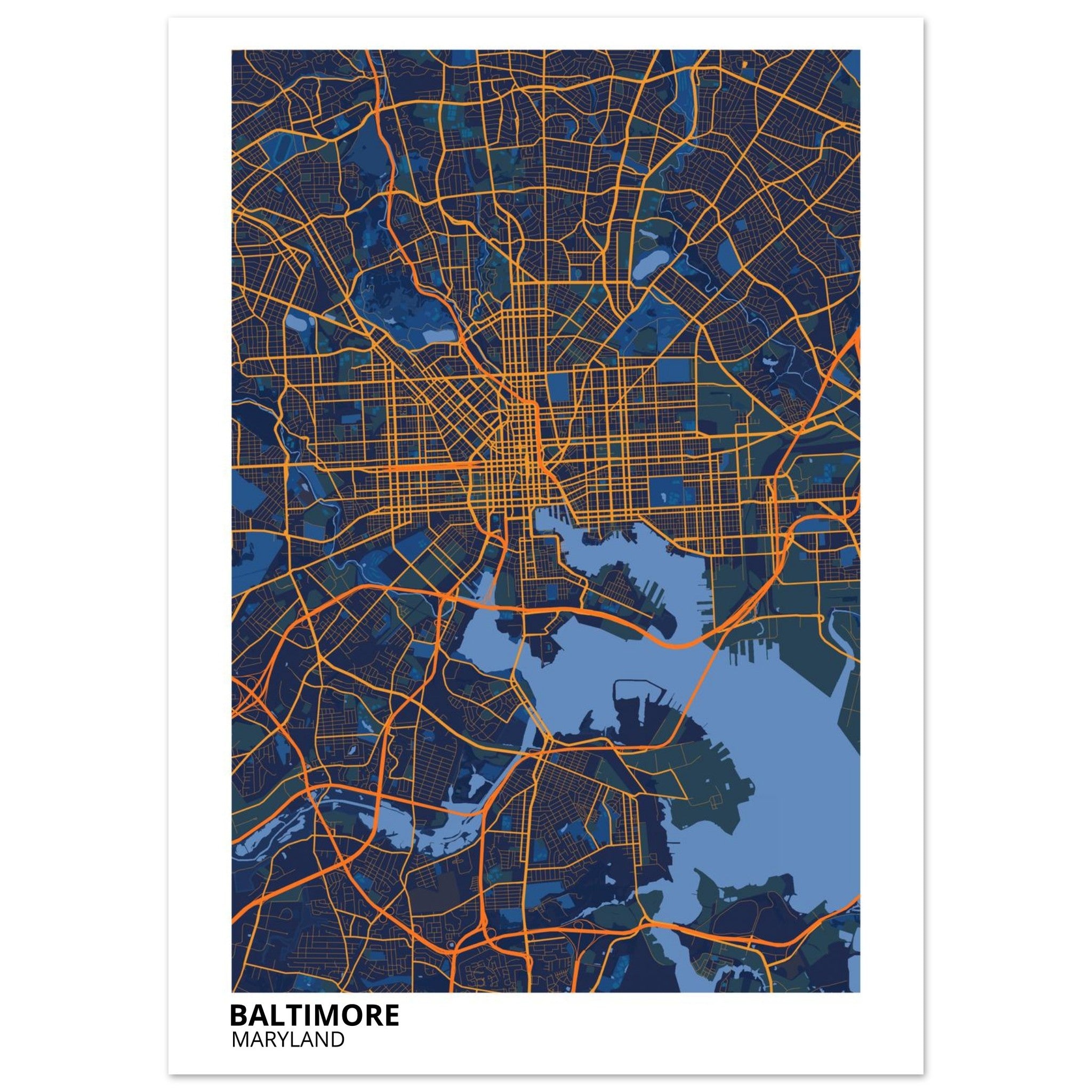 baltimore map poster print