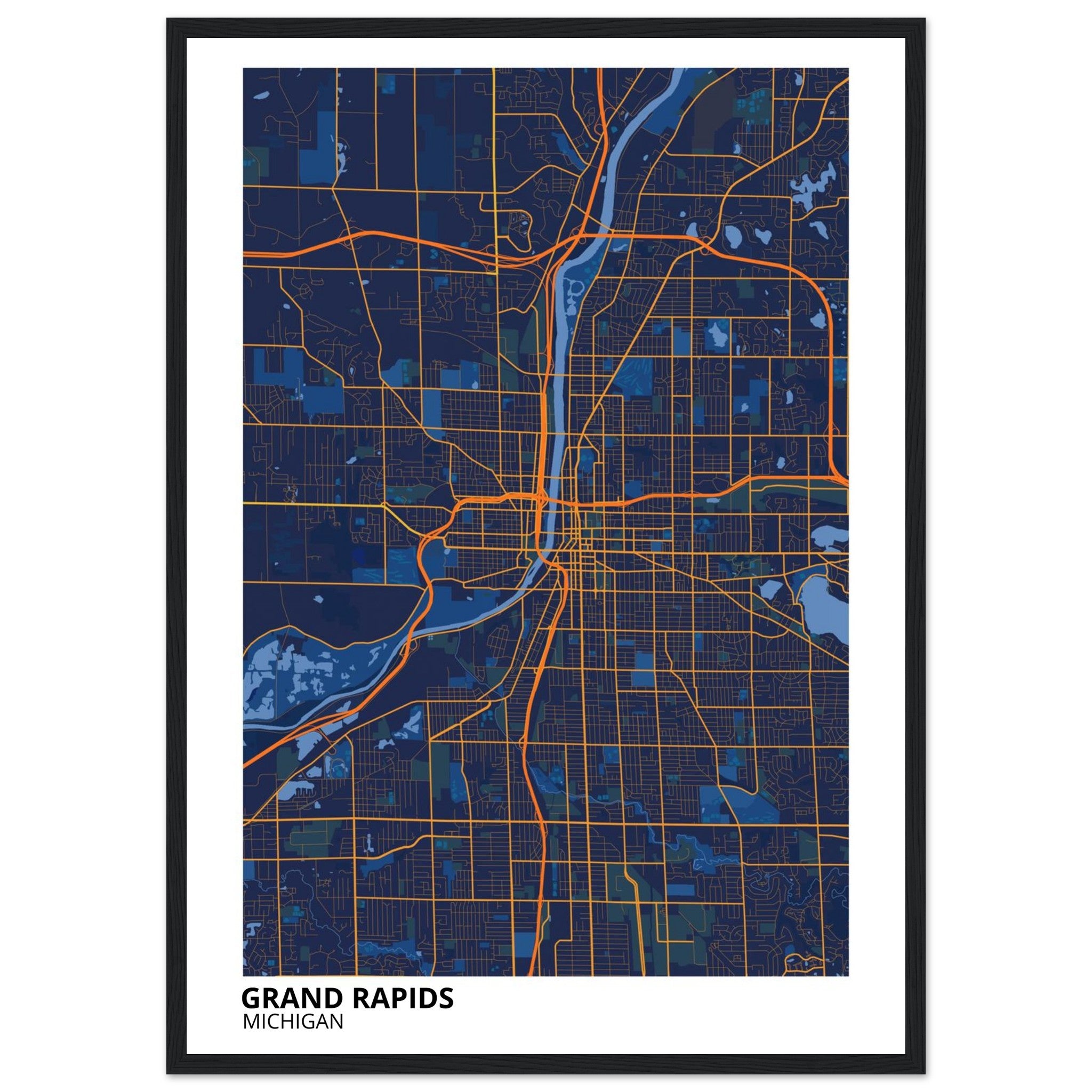 grand rapids map poster print