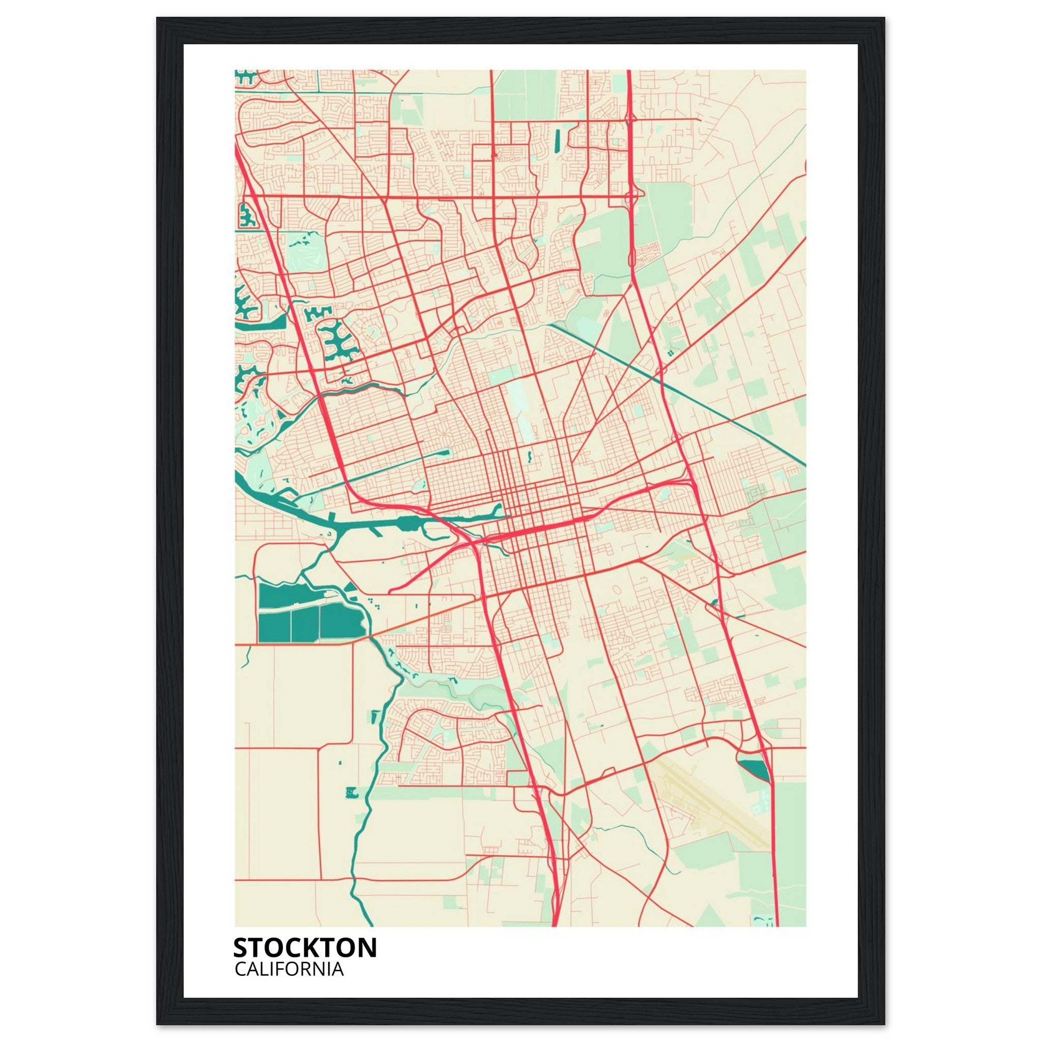 Stockton California City Map Poster | Custom Map Art Print - Ink And Atlas