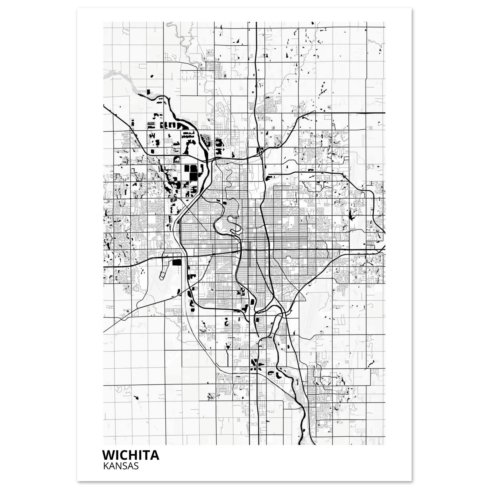 wichita map poster print