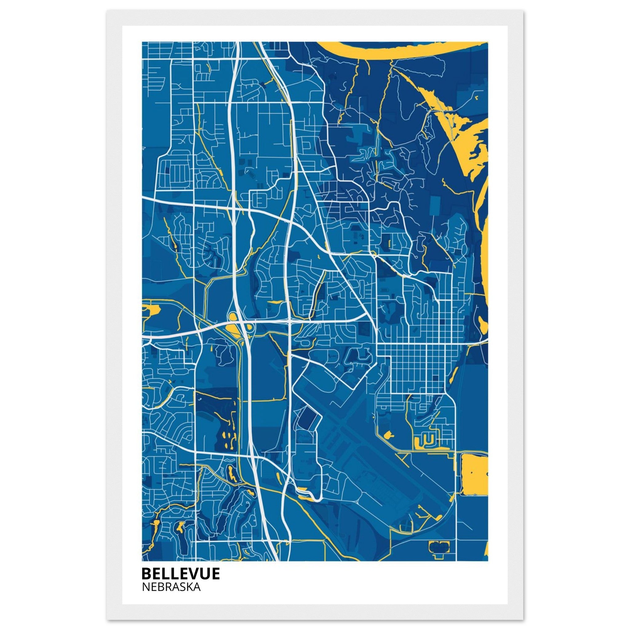 Bellevue Nebraska City Map Poster | Custom Map Art Print - Ink And Atlas