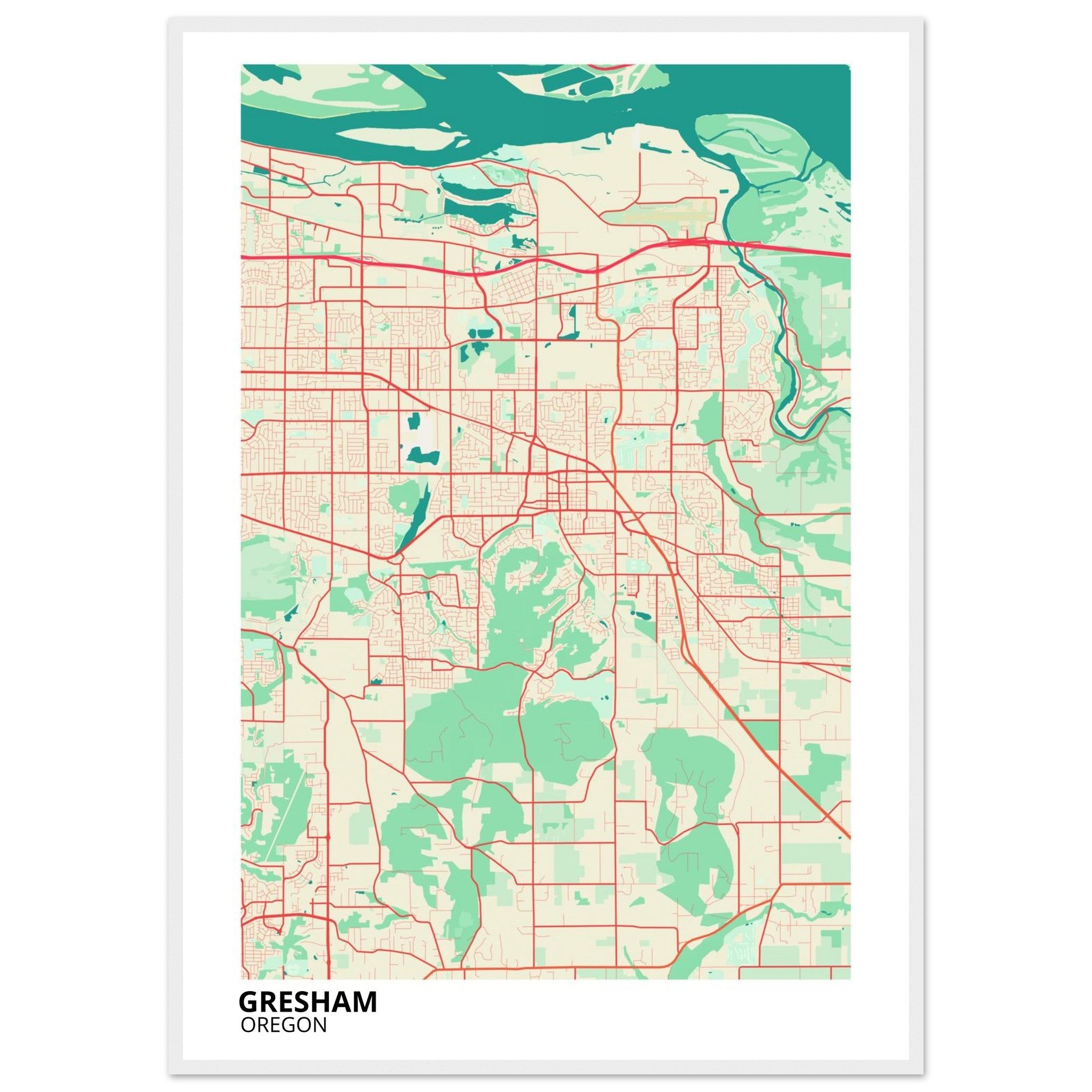 Gresham Oregon City Map Poster | Custom Map Art Print - Ink And Atlas