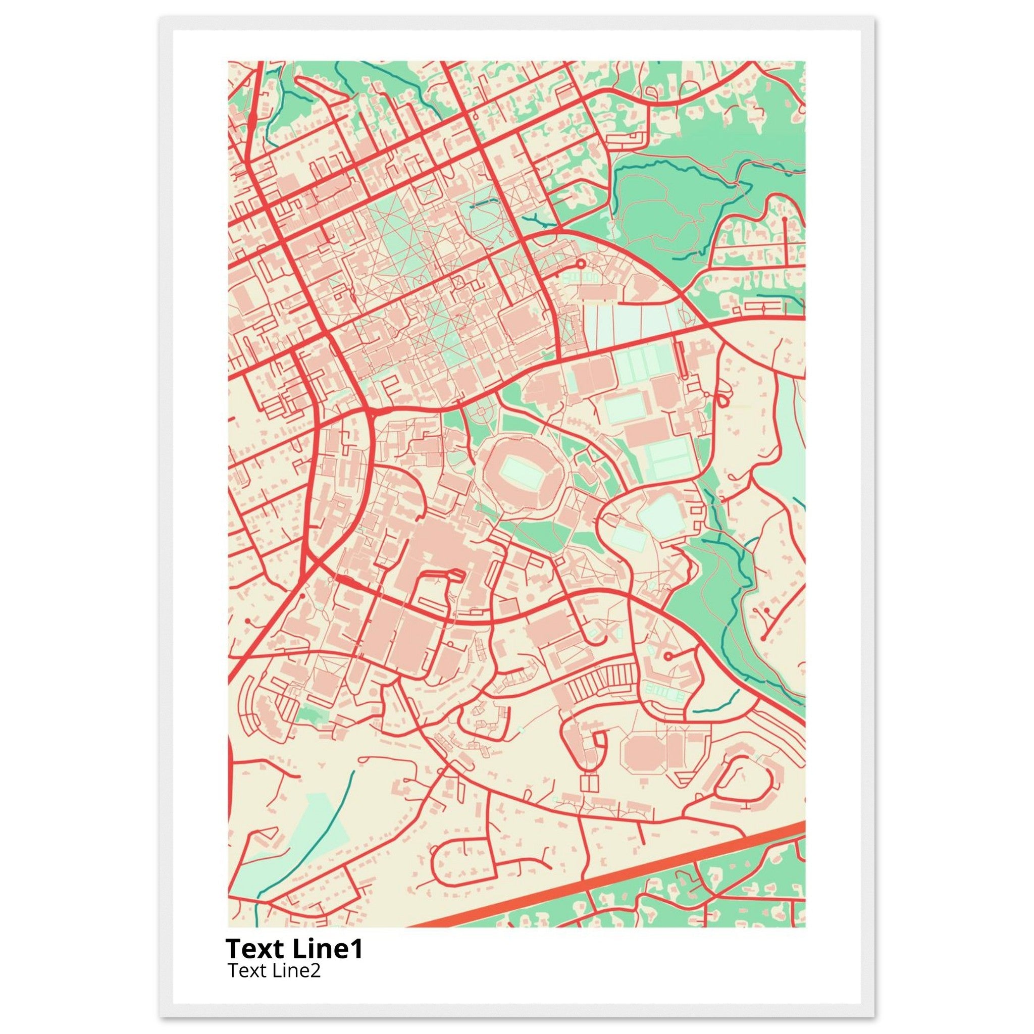 University of North Carolina at Chapel Hill Modern Campus Map Print - Ink And Atlas