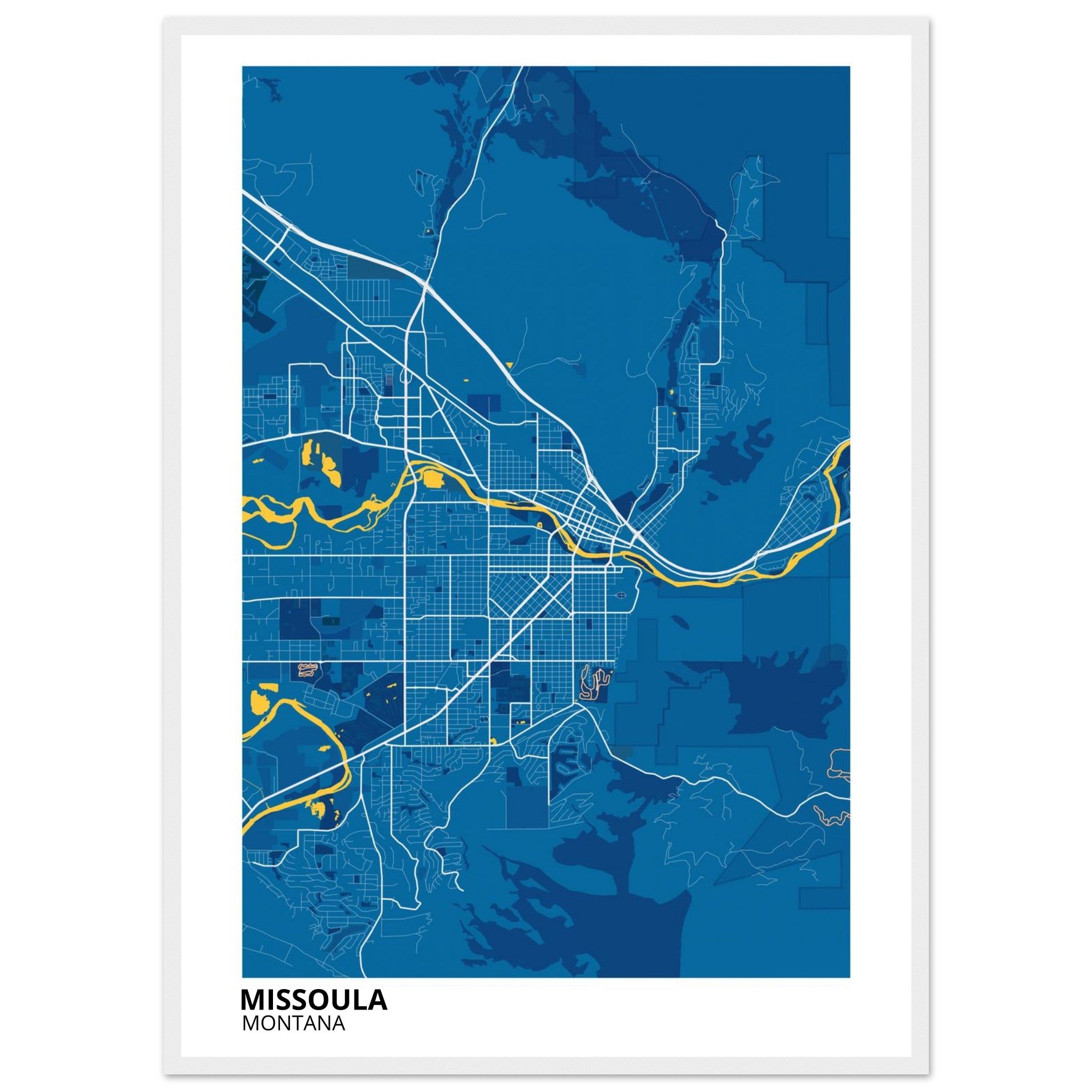 Missoula Montana City Map Poster | Custom Map Art Print - Ink And Atlas