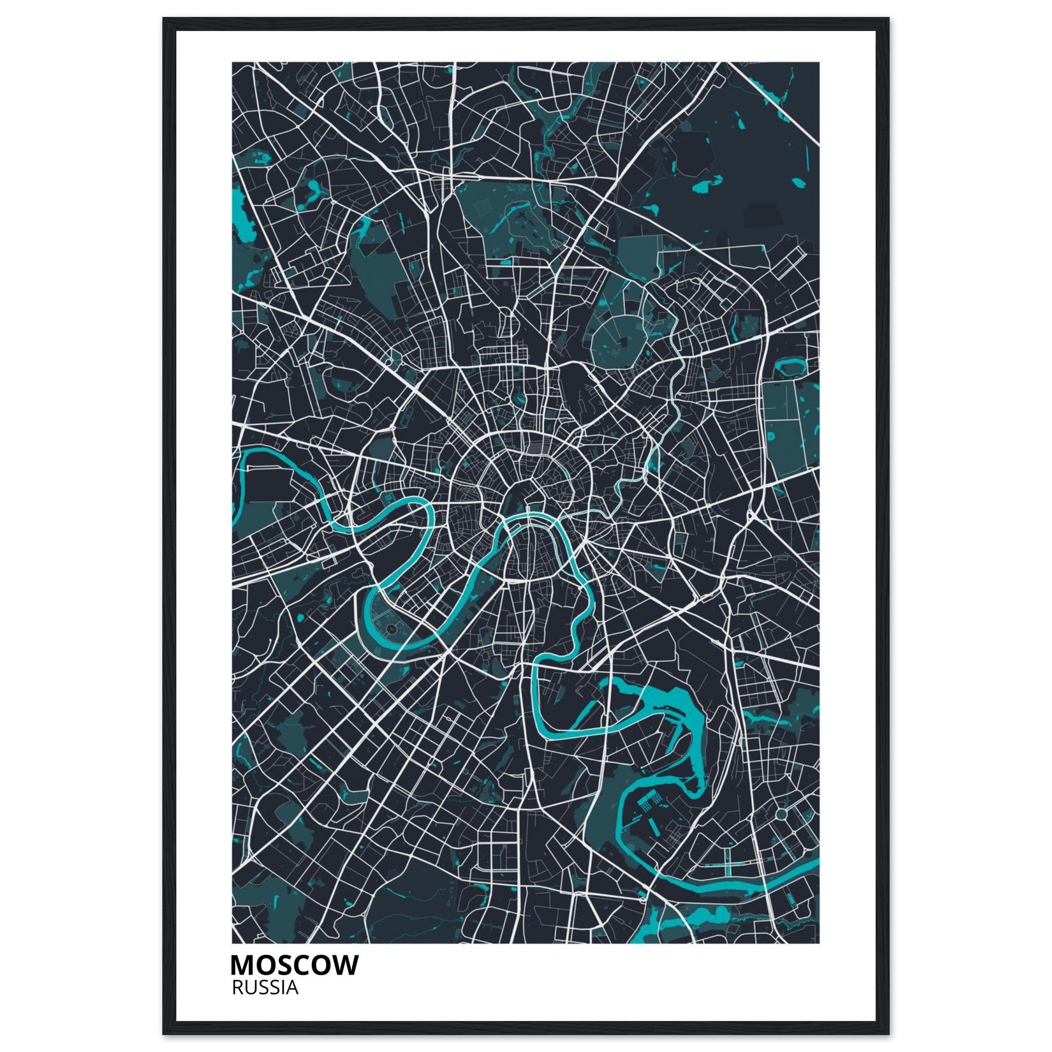 moscow russia map poster print