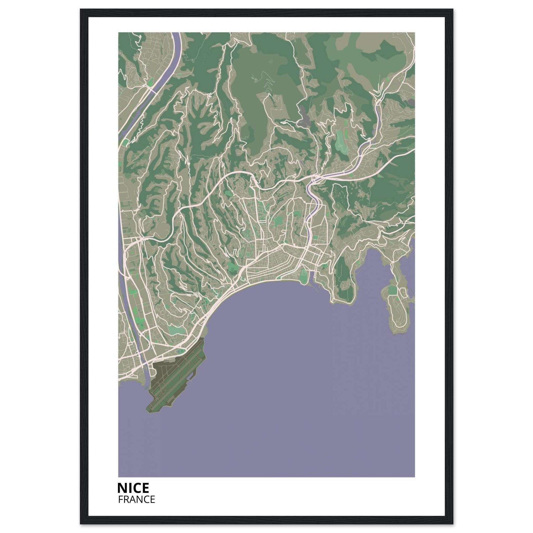 Nice France City Map Poster | Custom Map Art Print - Ink And Atlas