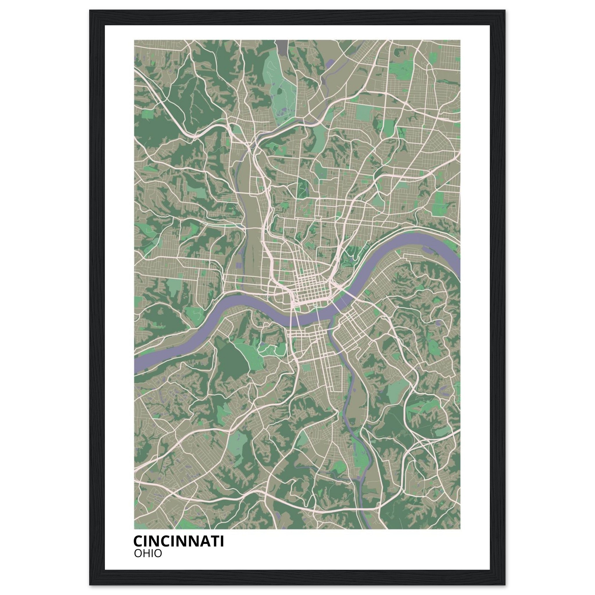 cincinnati map poster print