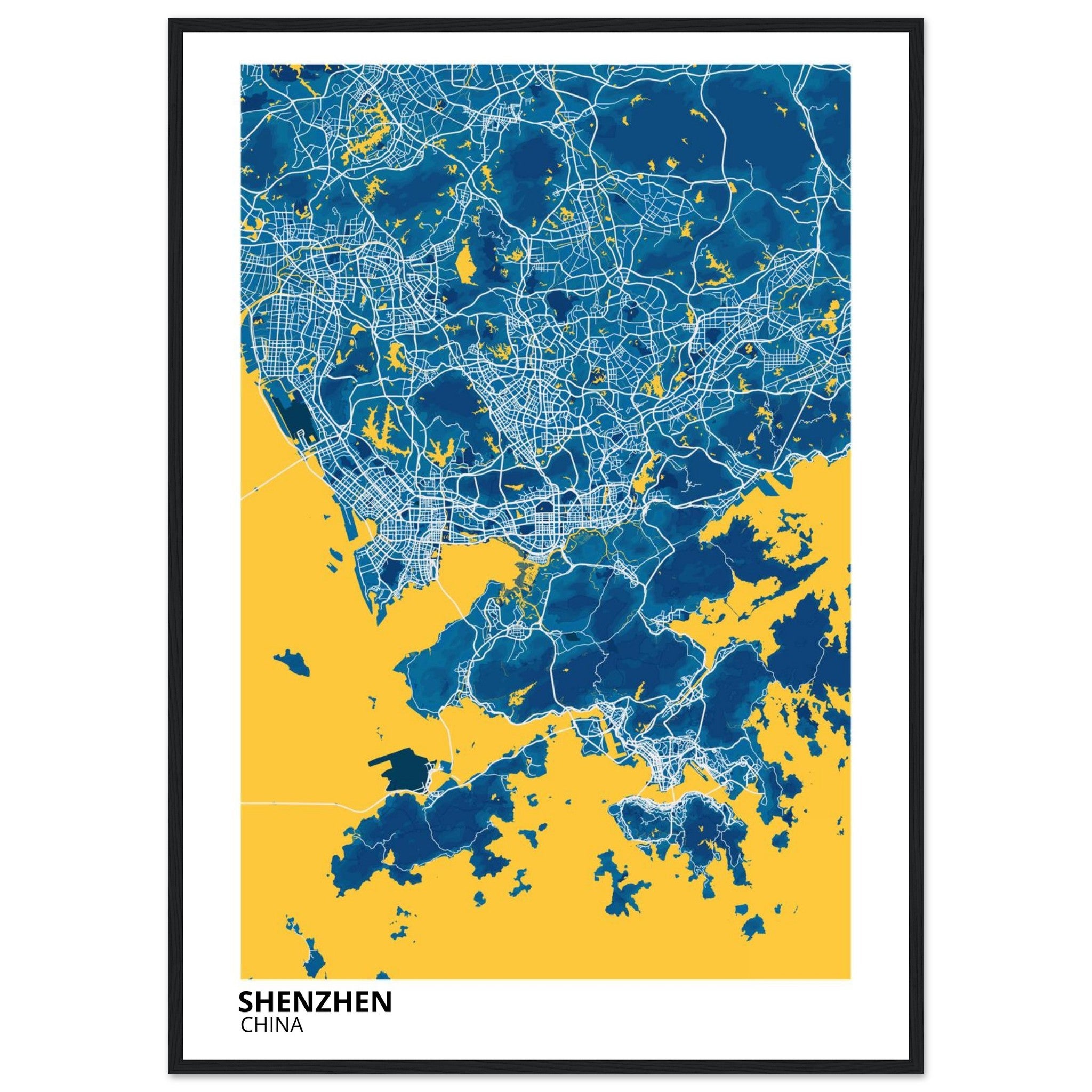 shenzhen china map poster print