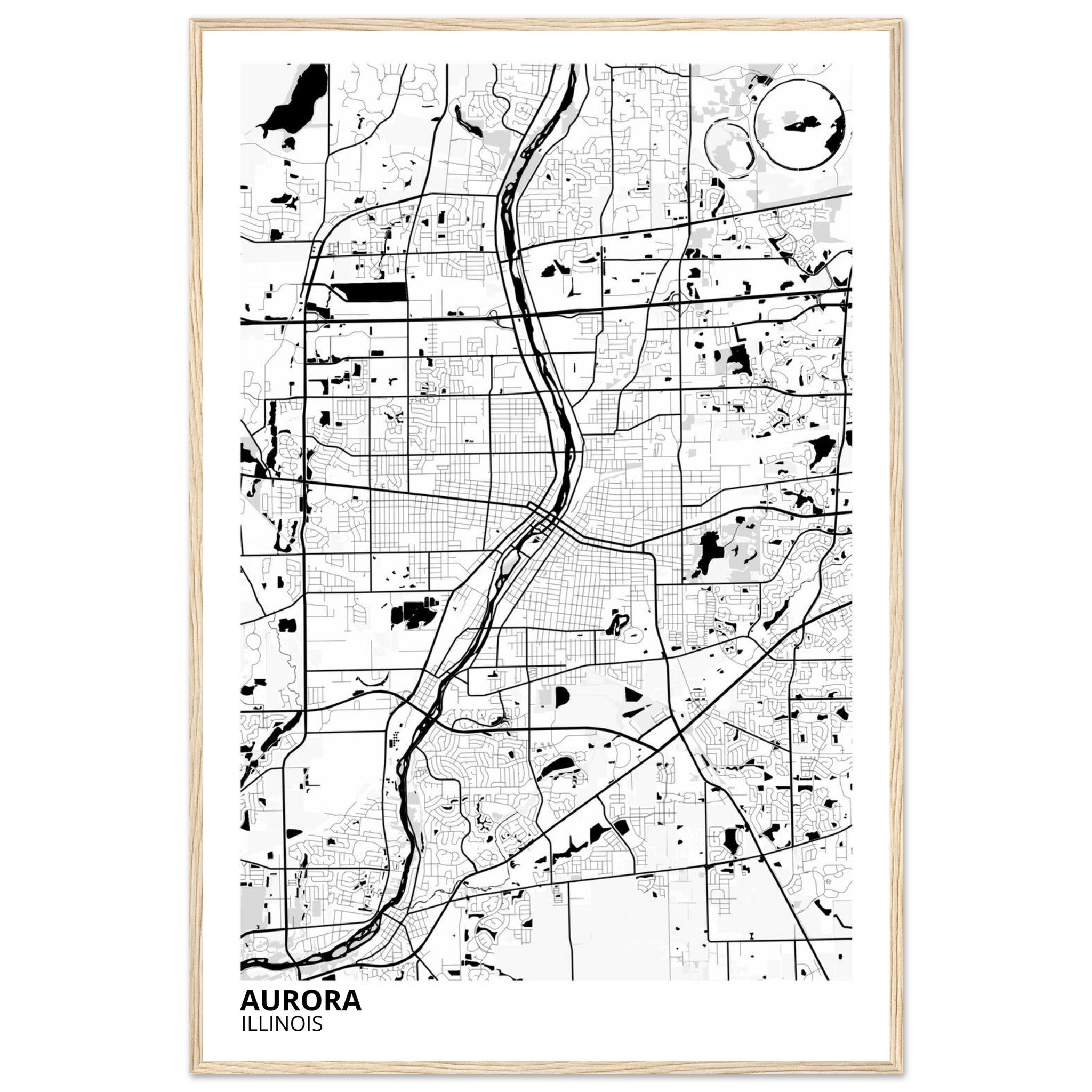 Aurora Illinois City Map Poster | Custom Map Art Print - Ink And Atlas