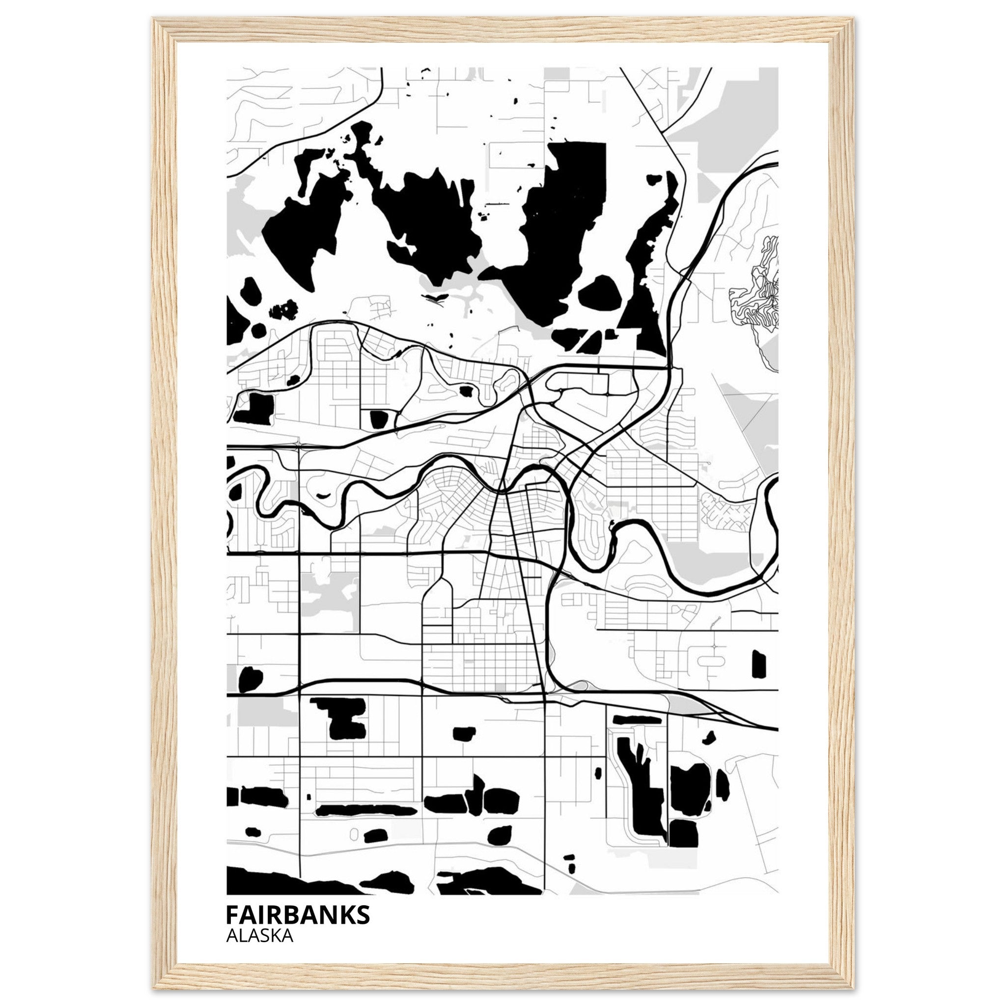 Fairbanks Alaska City Map Poster | Custom Map Art Print - Ink And Atlas