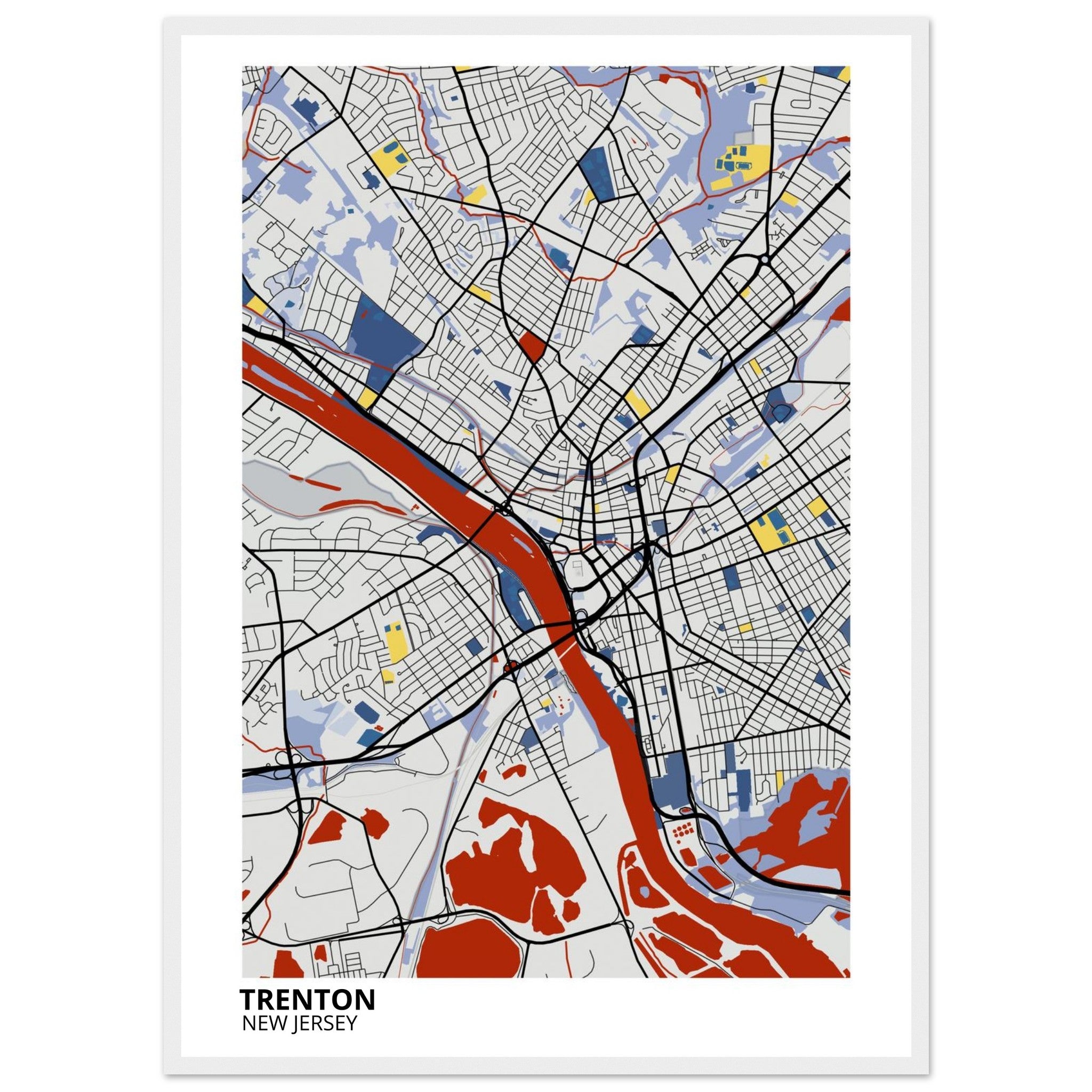 trenton map poster print
