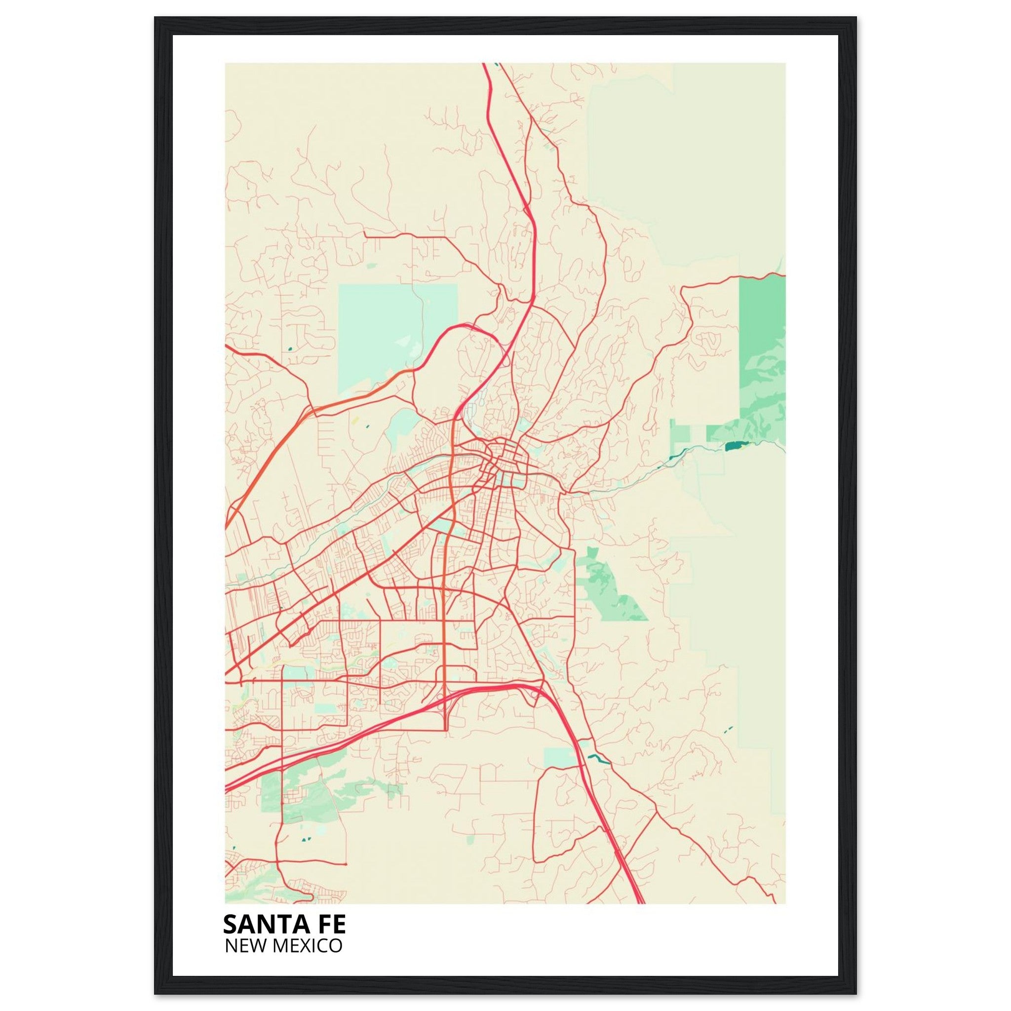santa fe map poster print