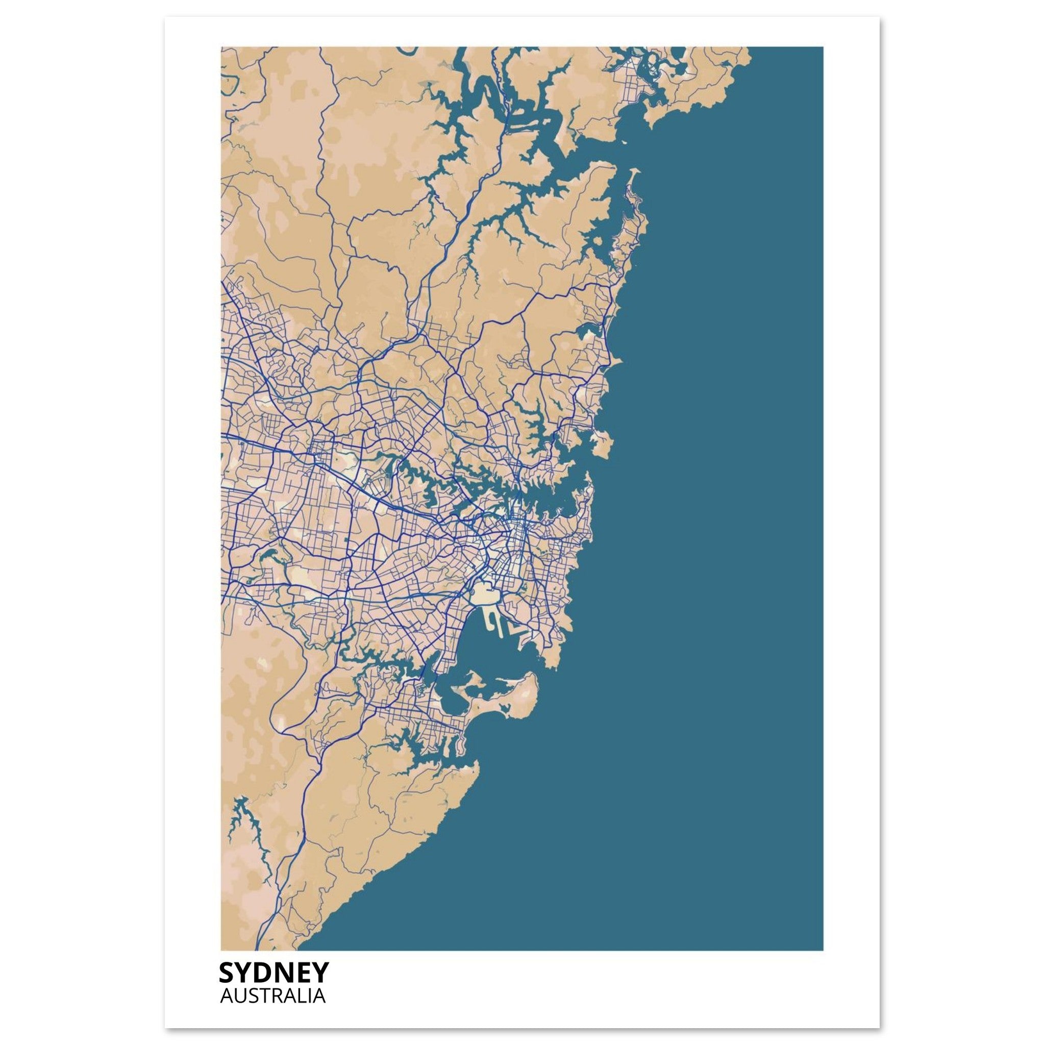 Sydney Australia City Map Poster | Custom Map Art Print - Ink And Atlas