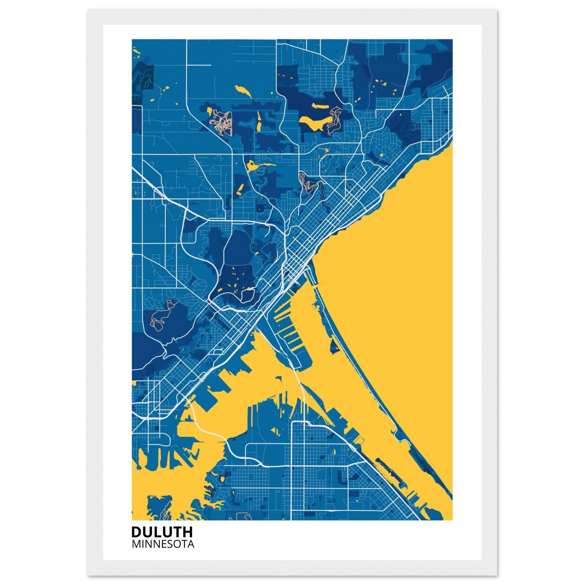 Duluth Minnesota City Map Poster | Custom Map Art Print - Ink And Atlas